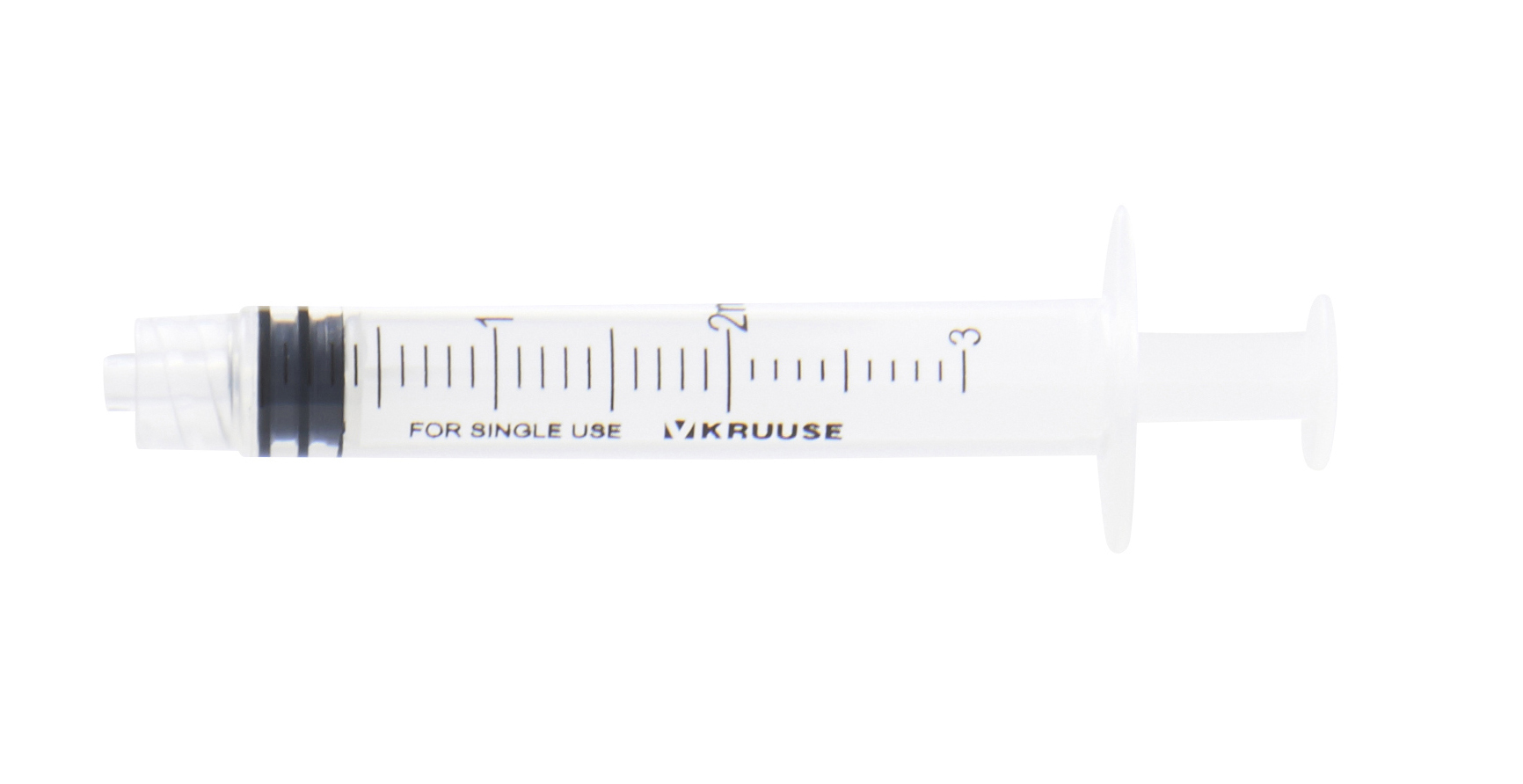 KRUUSE Disposable Syringe, 3-component, luer lock, 2->3 ml, 100/pk