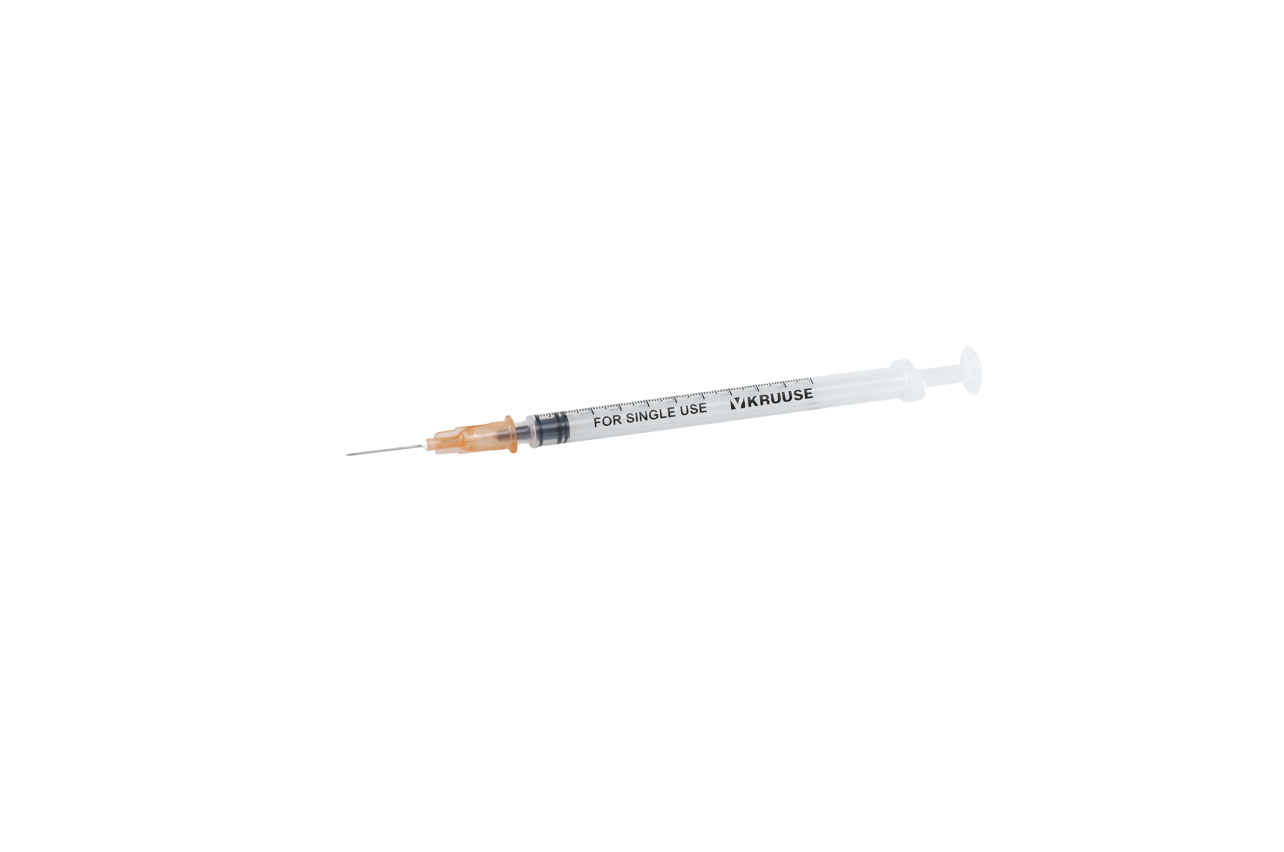 KRUUSE Disposable Syringe With Needle, 3-comp., 1 ml, 25G x 5/8