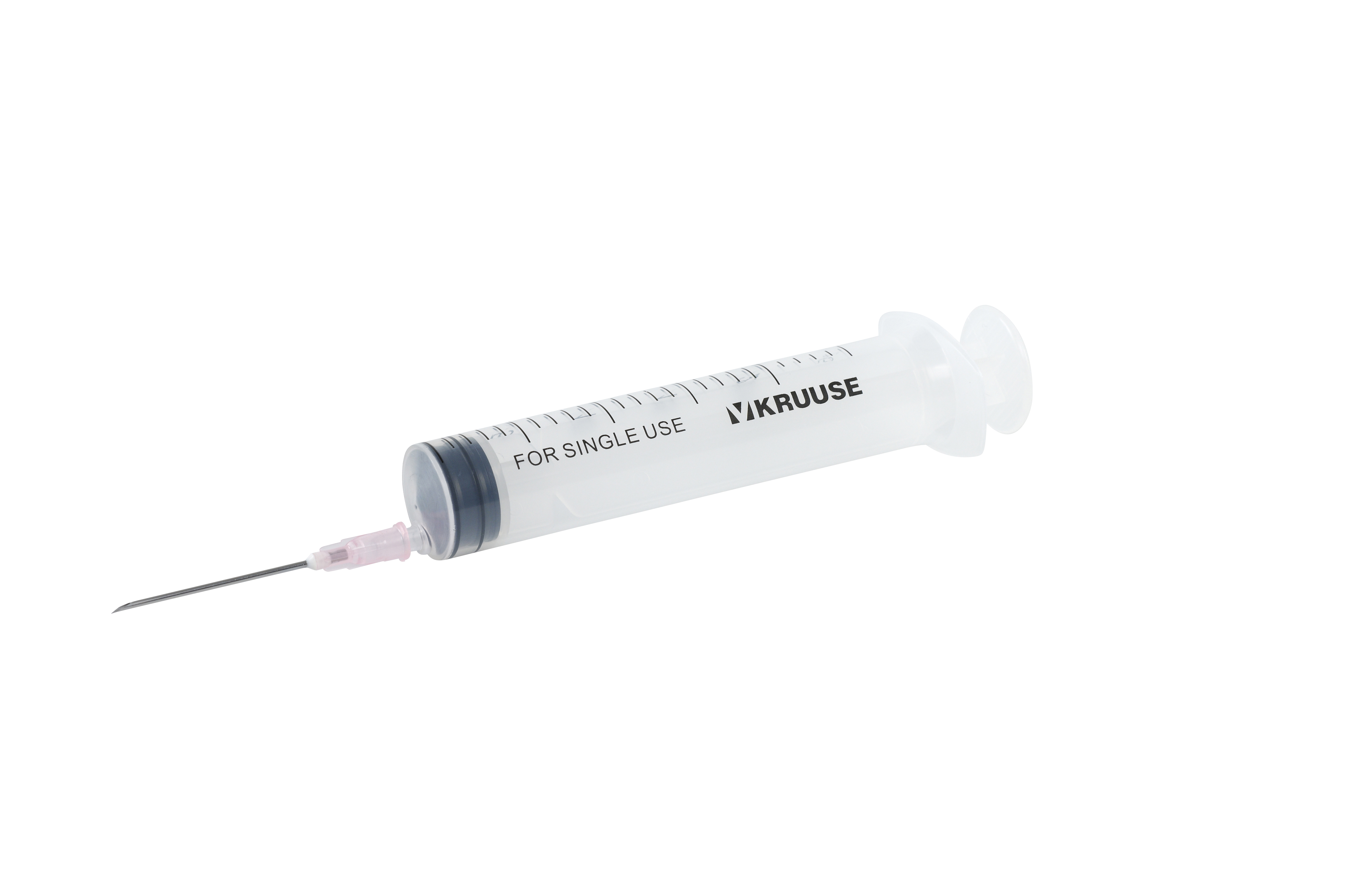 KRUUSE Disposable Syringe With Needle, 3-comp., 20->24 ml, 18G x 1½, 100/pk
