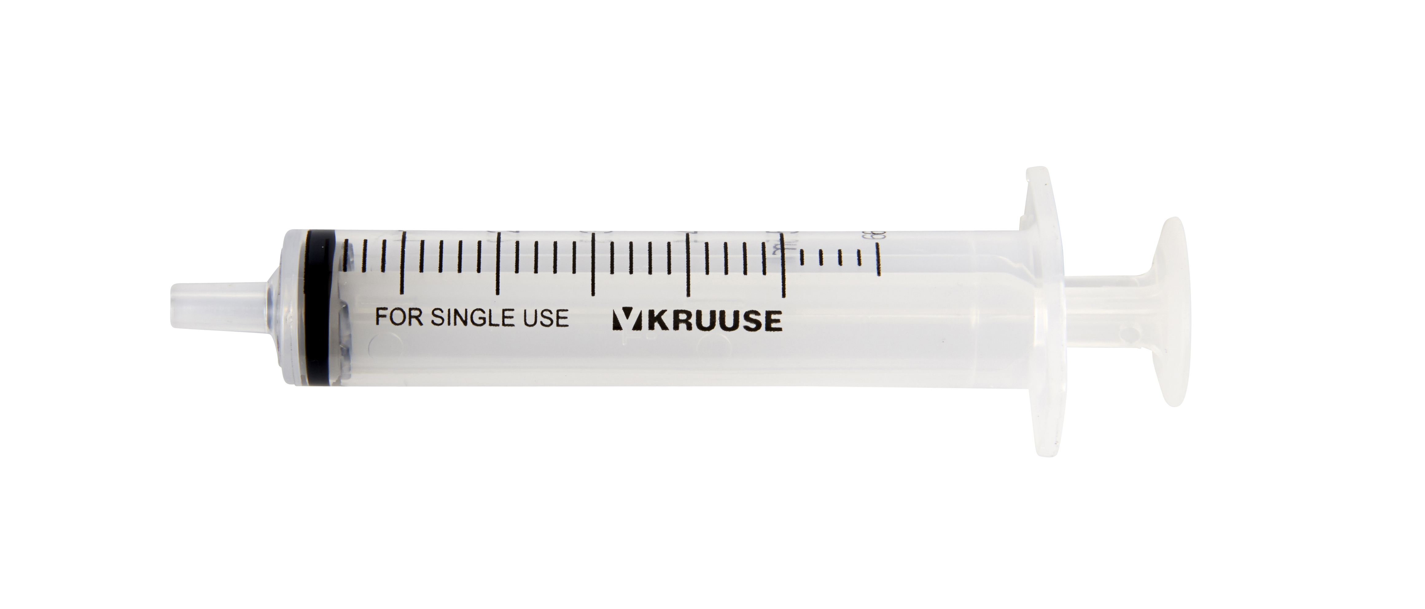KRUUSE Disposable Syringe With Silicone O-ring, center nozzle, 3 comp. 5->6 ml, 100/pk