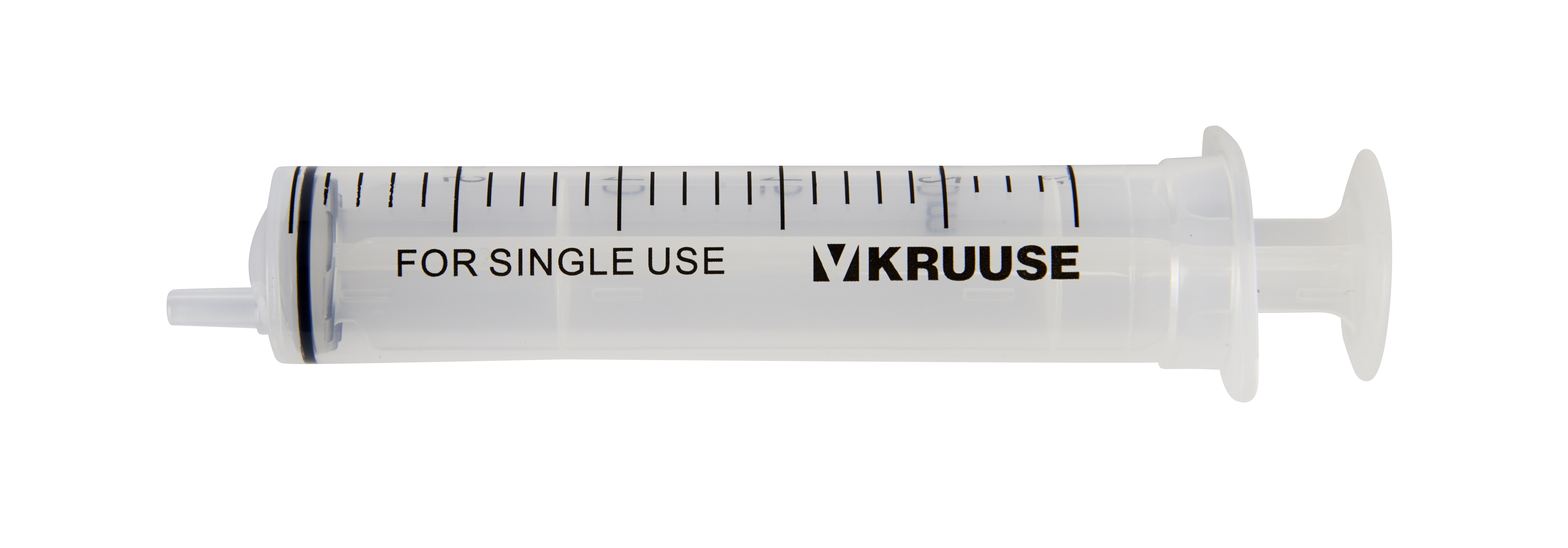 KRUUSE Disposable Syringe With Silicone O-ring, Excentric, 3 comp. 20->24 ml, 100/pk