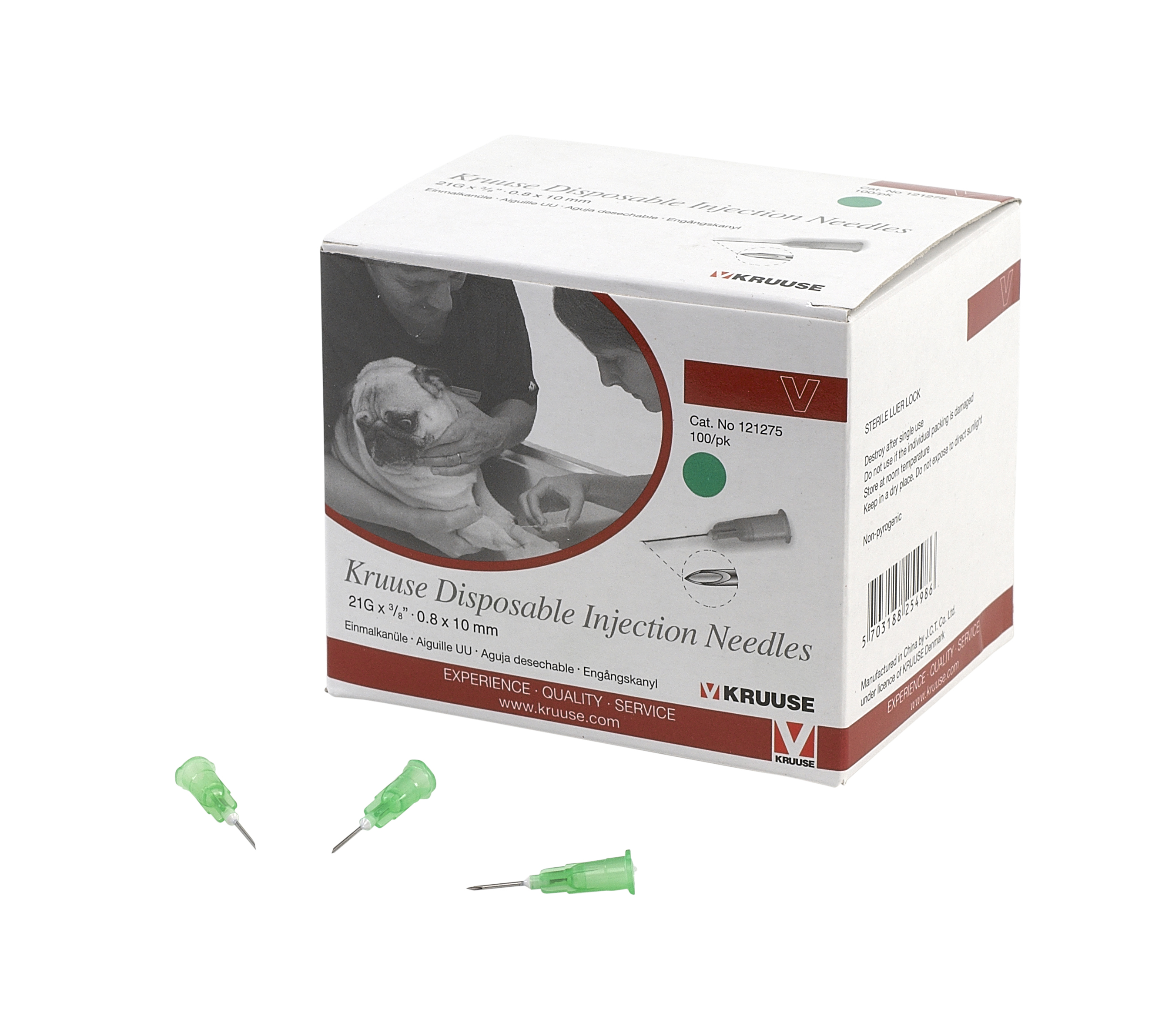 KRUUSE Disposable Needle, 0.8 x 10 mm, 21G x 3/8