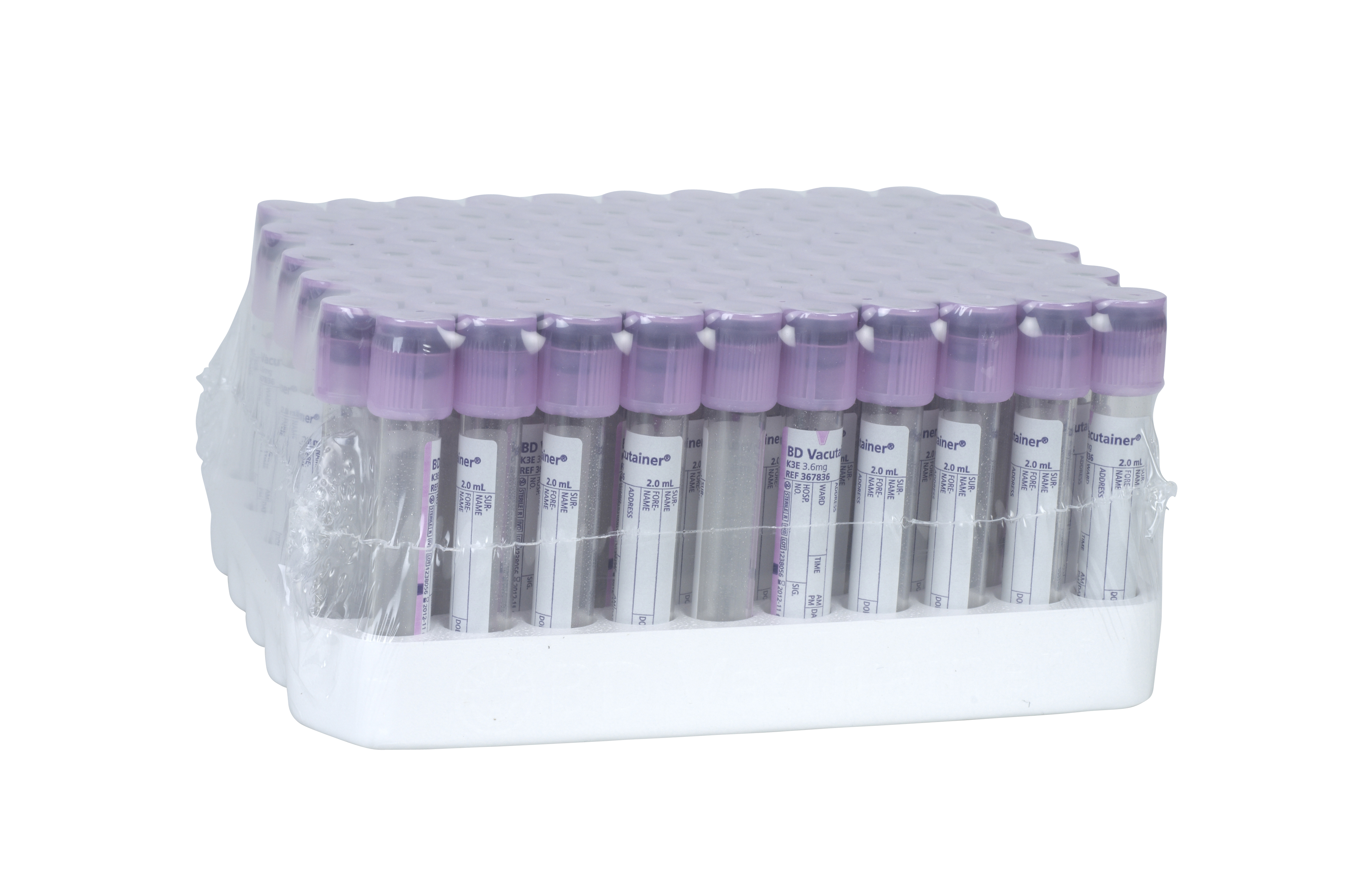 BD Vaccutainer EDTA, 2 ml, 100/pk