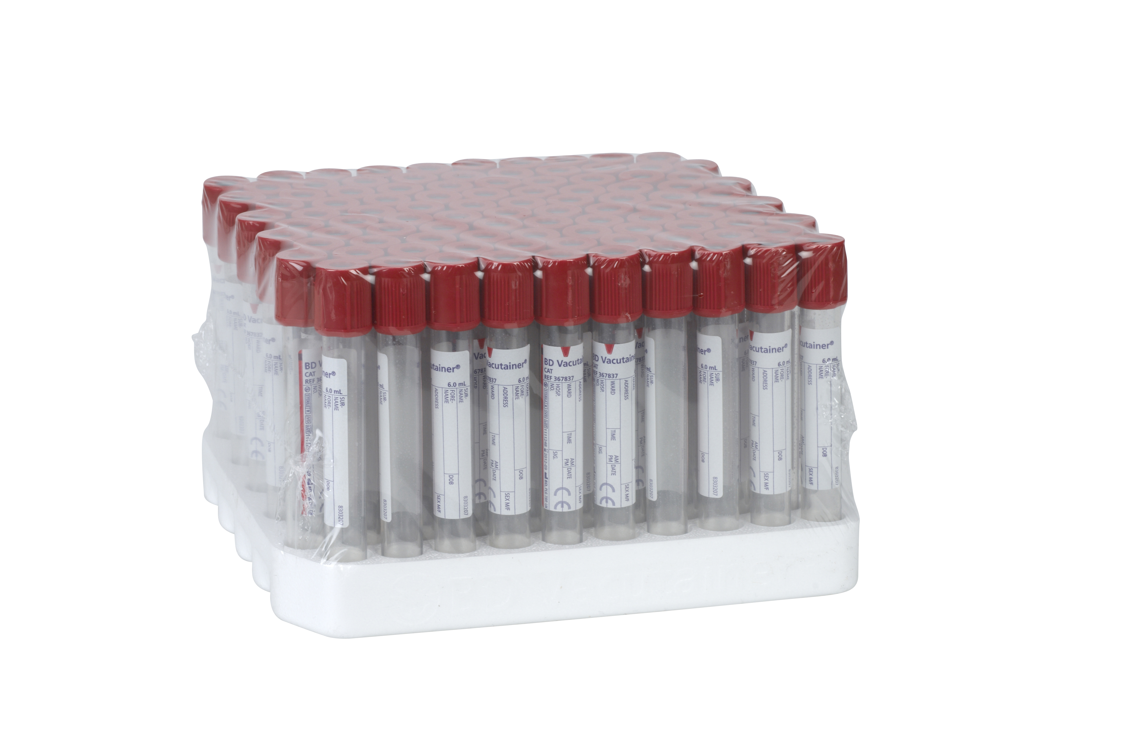 BD Vacutainer, Serum, plastic, 6 ml, 100/pk