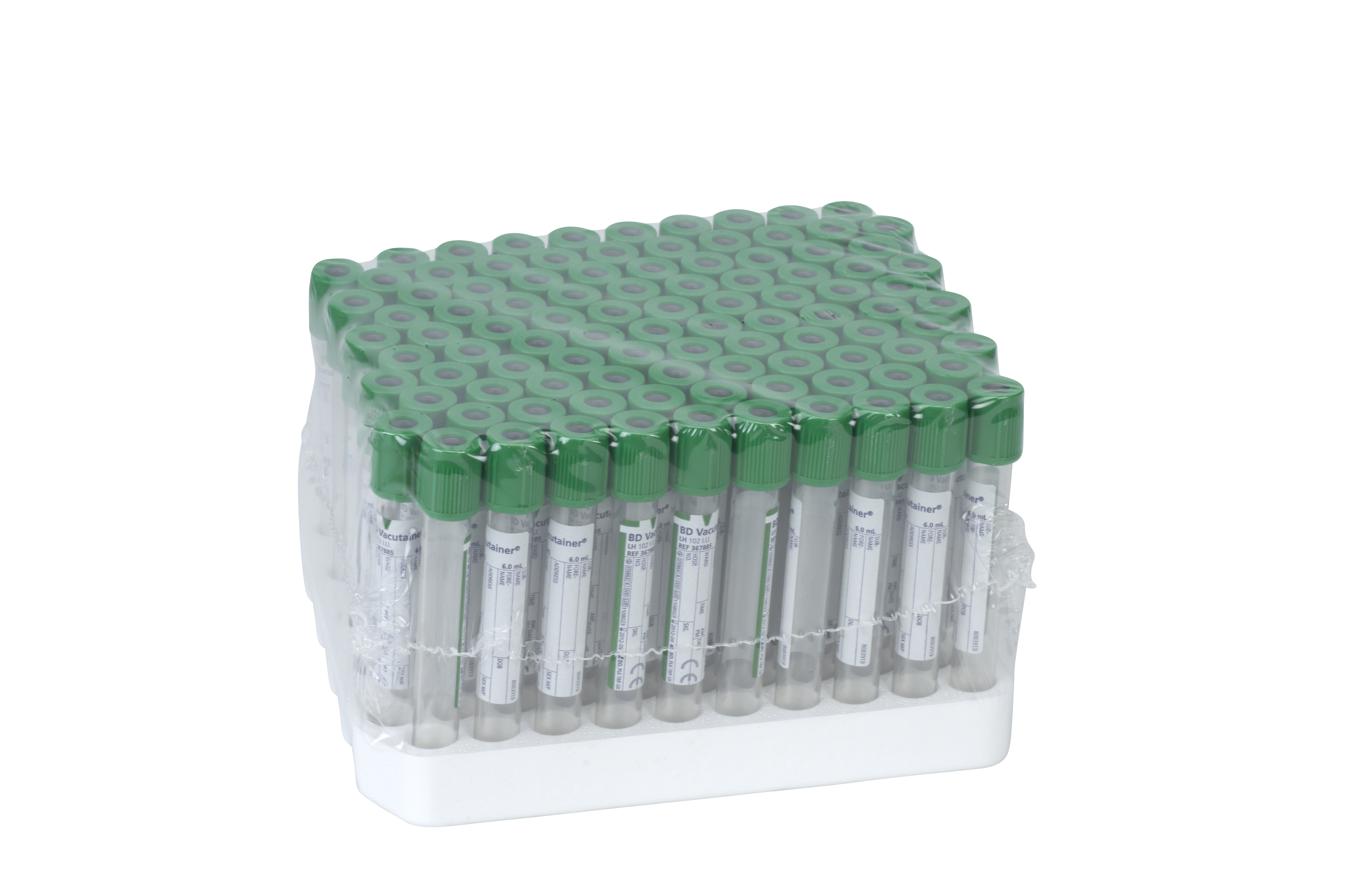 BD Vacutainer, Lith/Hep, 6 ml, 100/pk