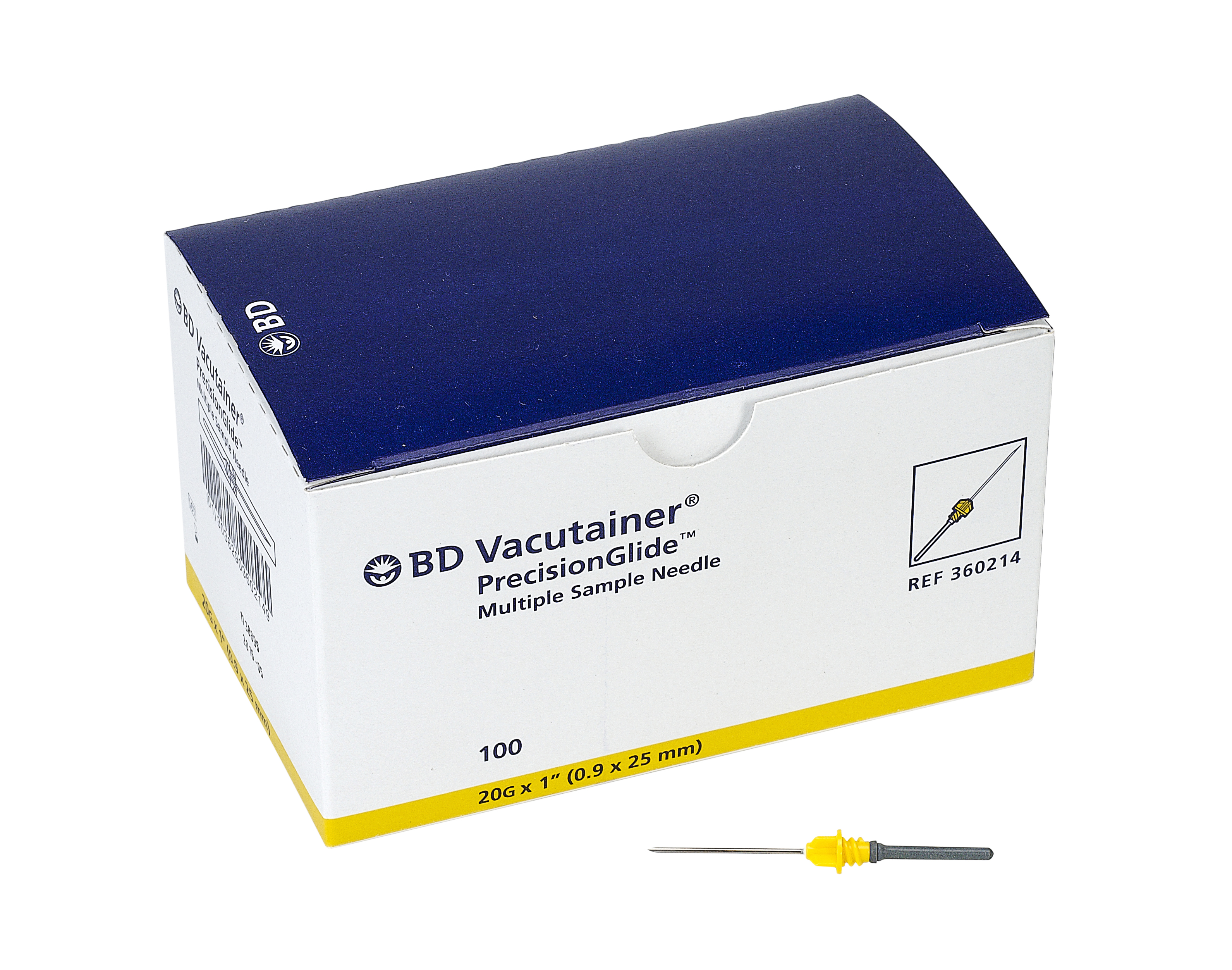 BD Vacutainer Needle, 20G x 1, M/S, 100/pk