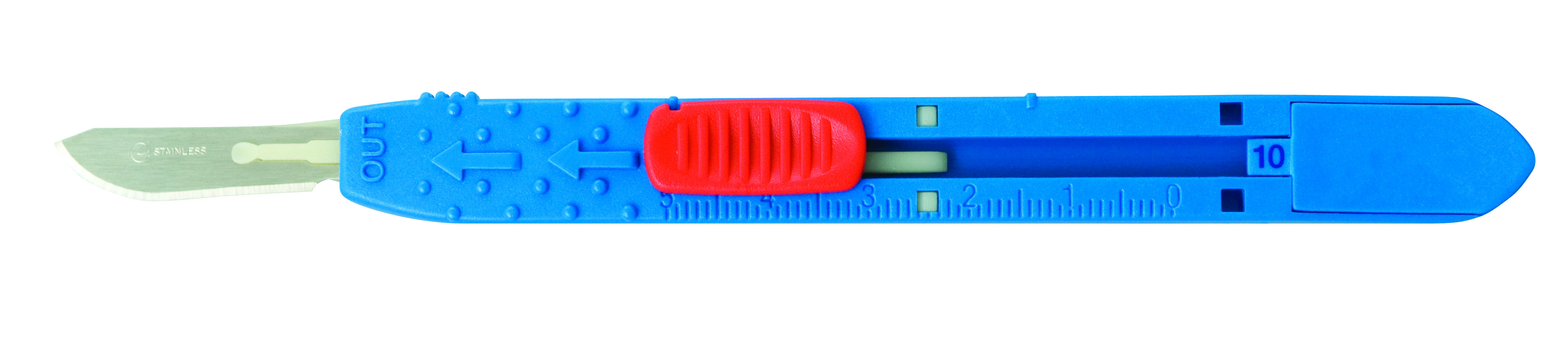 KRUUSE safety disp. scalpel No 10, sterile, red, 10/pk