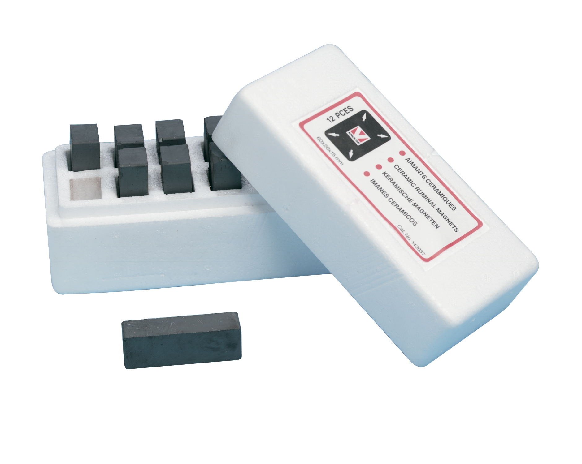 KRUUSE Magnet Ceramic, 60 x 20 x 15 mm, 12/pk