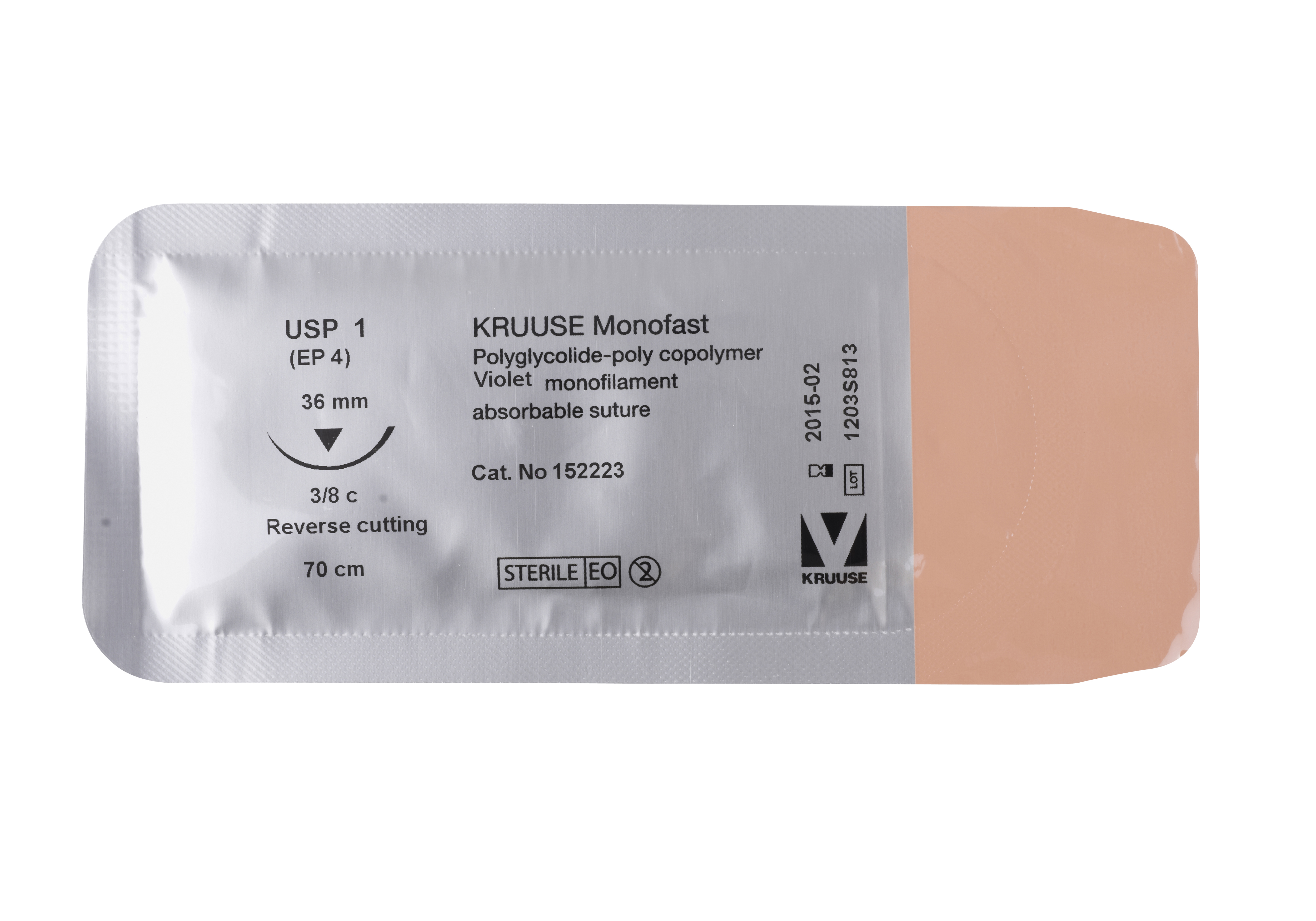 KRUUSE Monofast Suture, USP 1, 70 cm, needle: 36 mm, reverse cutting, 3/8 circle, 18/pk