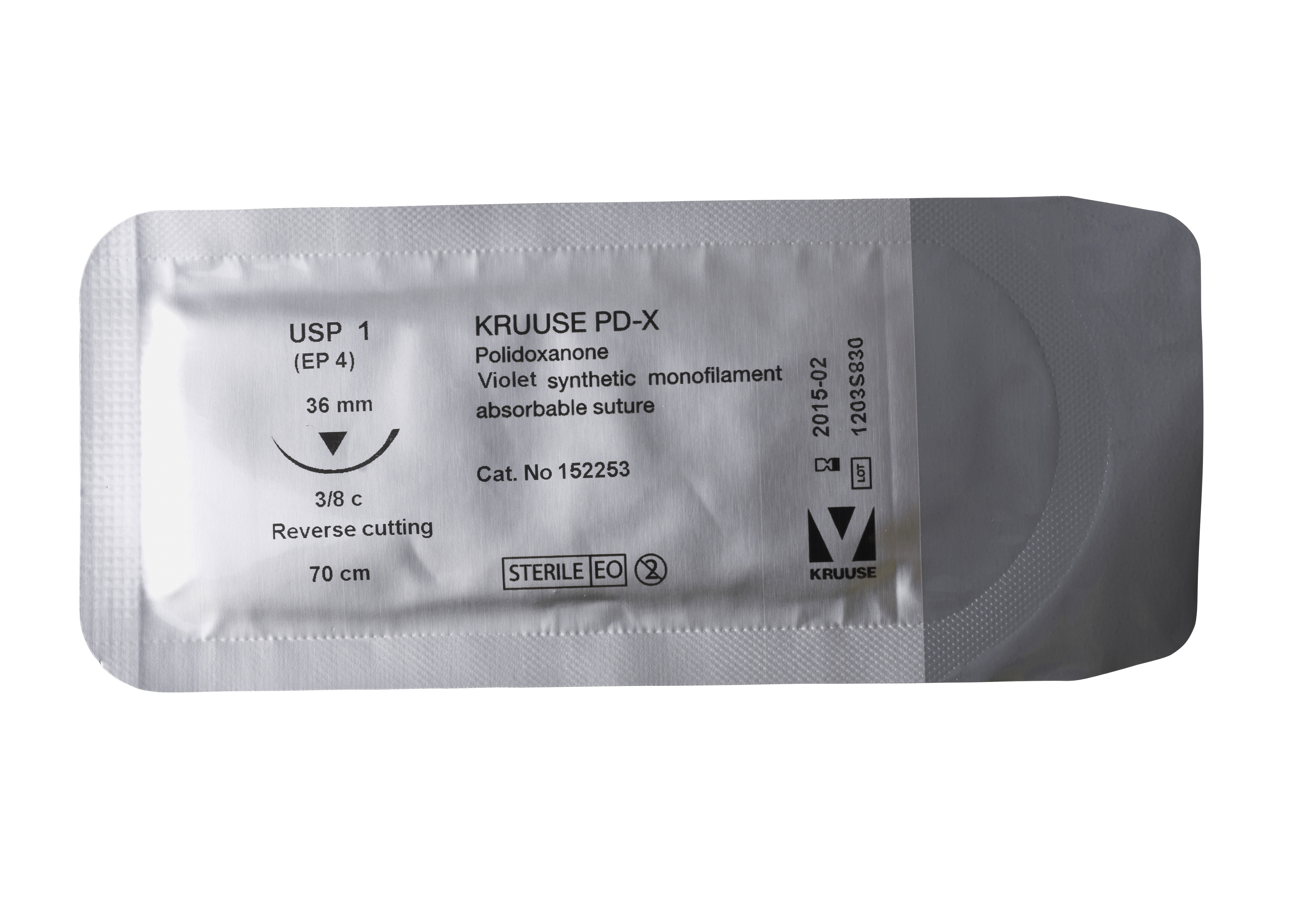 KRUUSE PD-X Suture, USP 1, 70 cm, needle: 36 mm, reverse cutting, 3/8 circle, 18/pk