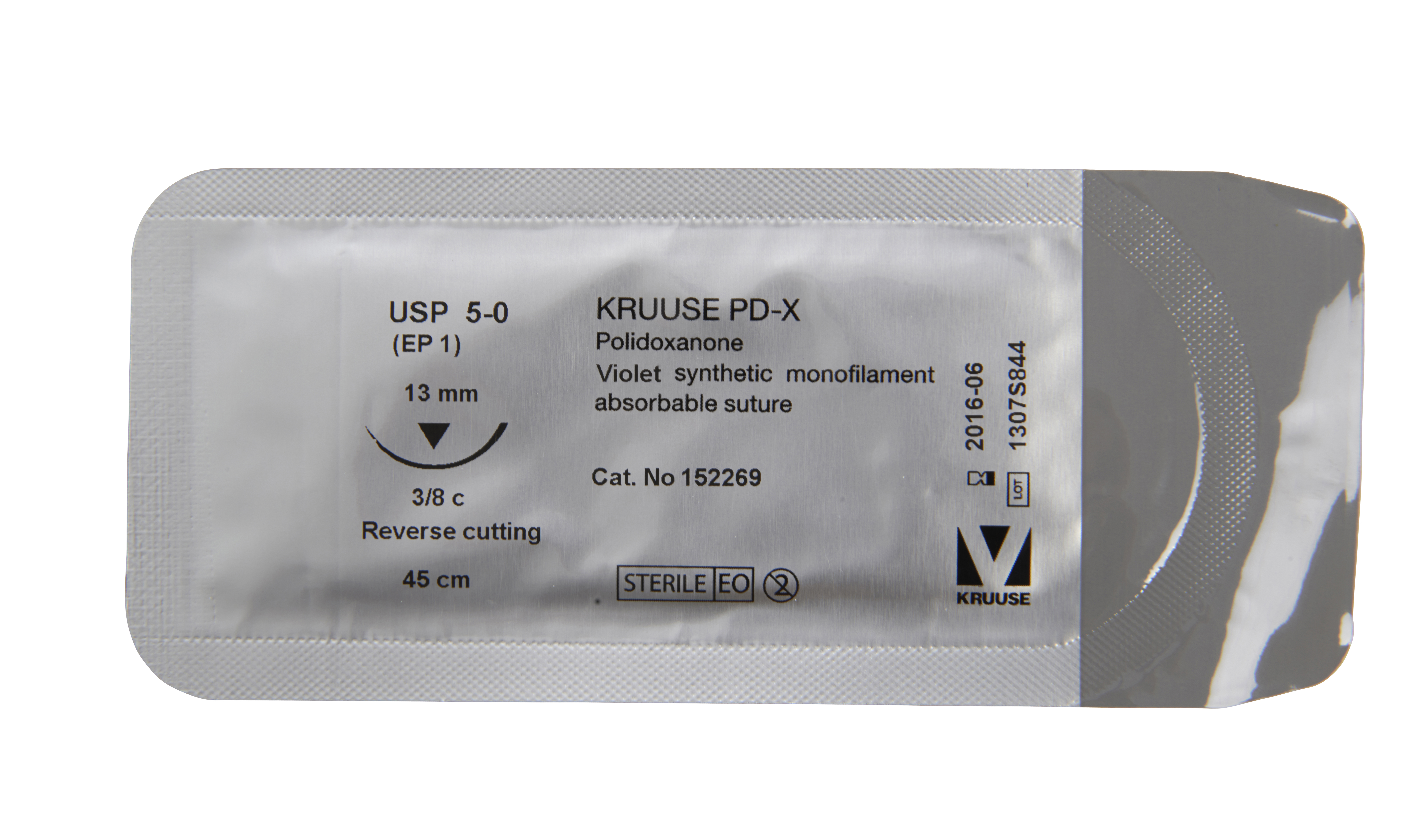 KRUUSE PD-X Suture, USP 5-0, 45 cm, purple, 13 mm needle, 3/8 C, RC, 18/pk