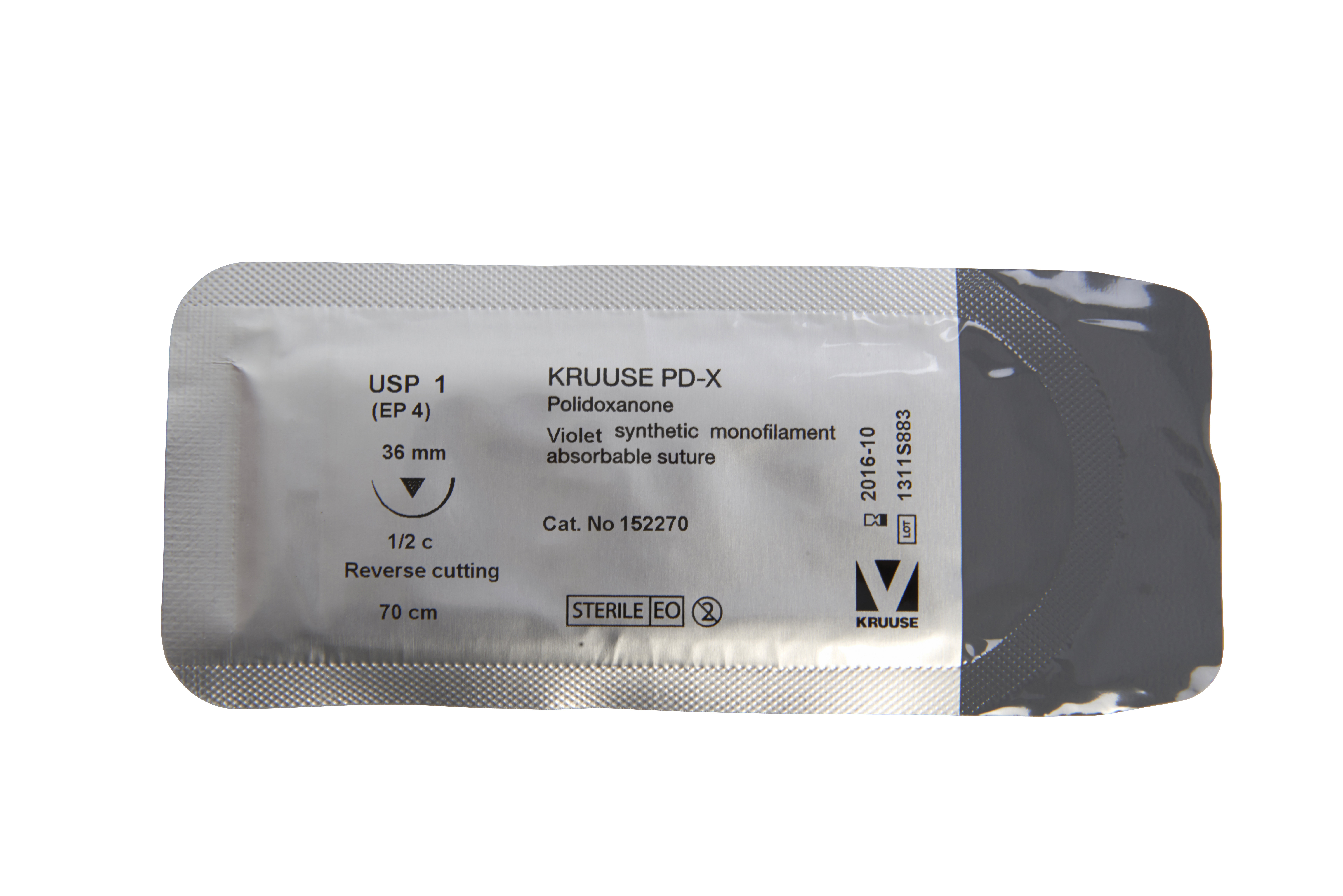 KRUUSE PD-X Suture, USP 1, 70 cm, 36 mm, ½C, RC, 18/pk