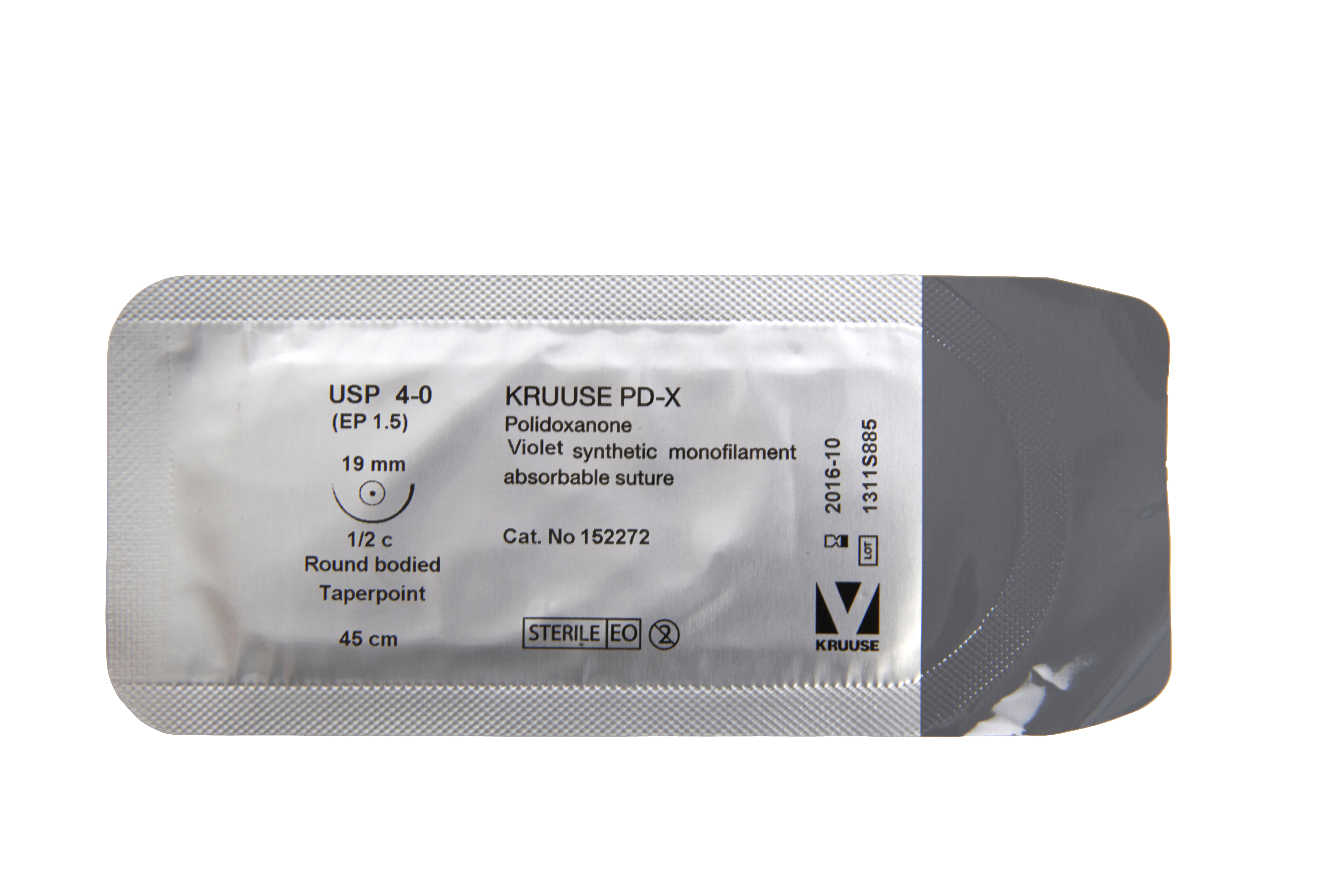 KRUUSE PD-X Suture, USP 4-0, 45 cm, 19 mm, ½C, RB, 18/pk