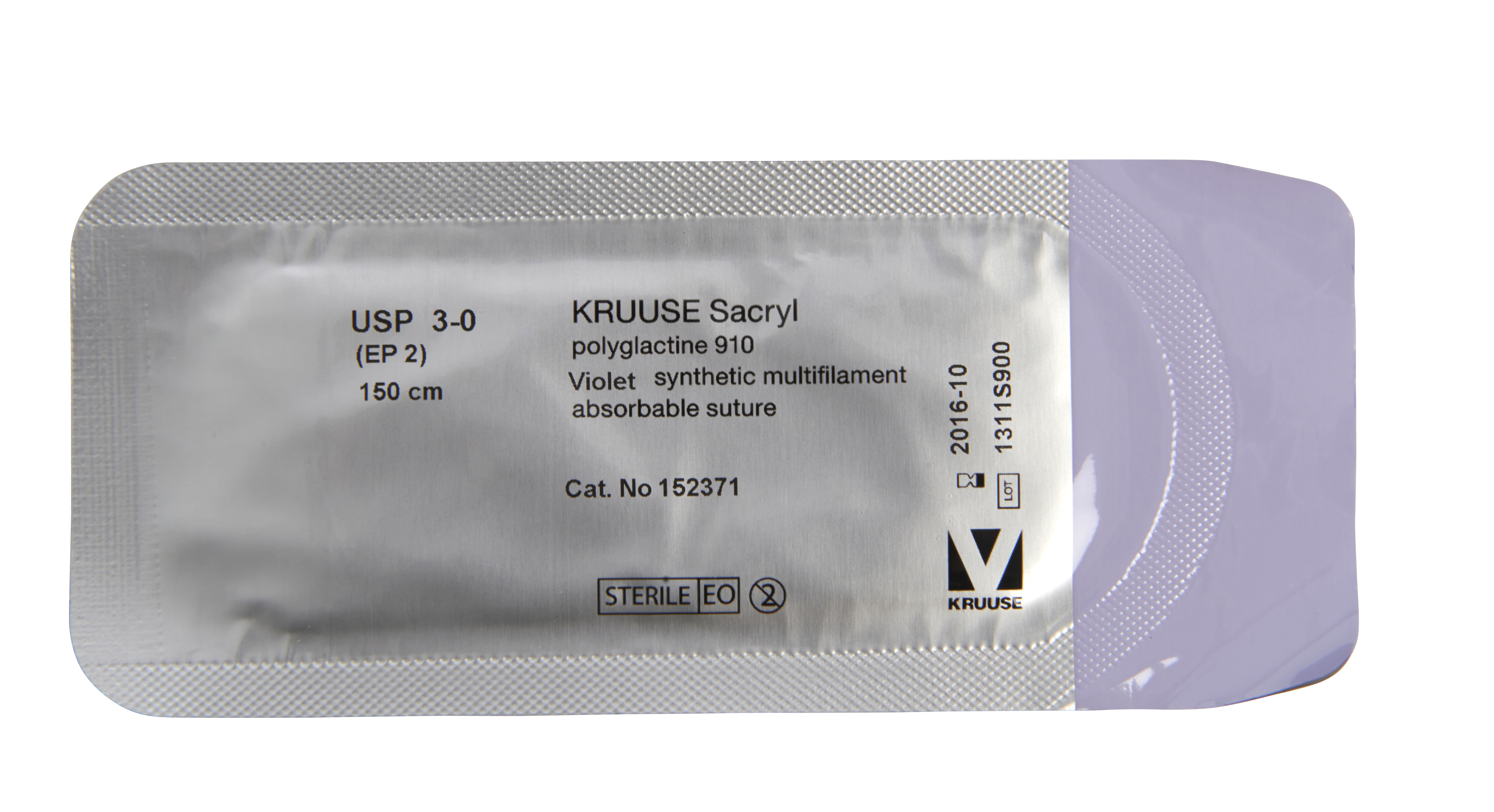 Kruuse Sacryl Suture, USP 3-0, 150 cm, without needle, 18/pk