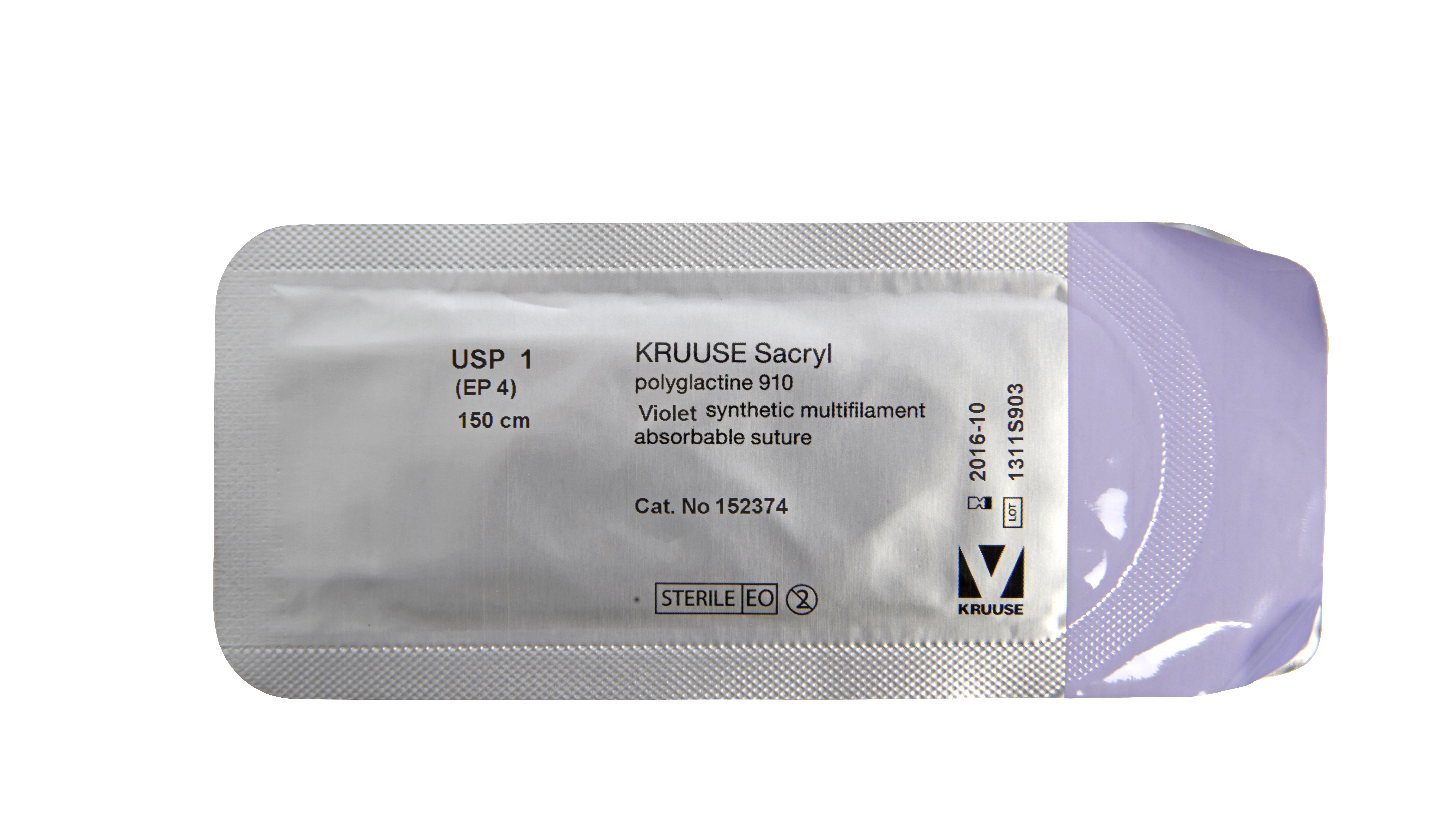 KRUUSE Sacryl Sutur, USP 1, 150 cm,  without needle, 18/pk