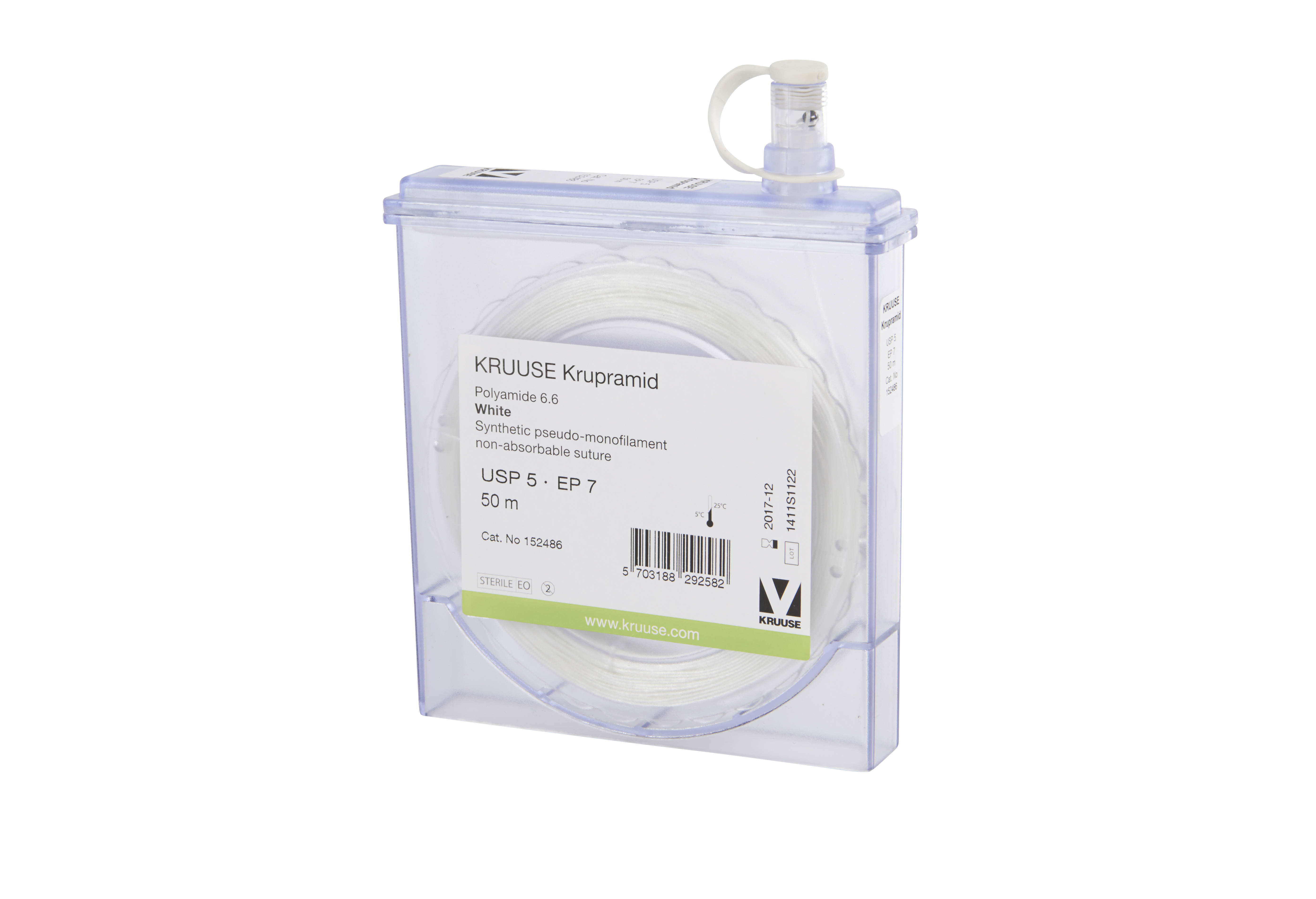 KRUUSE Krupramid Suture, USP 5, white, 50 m