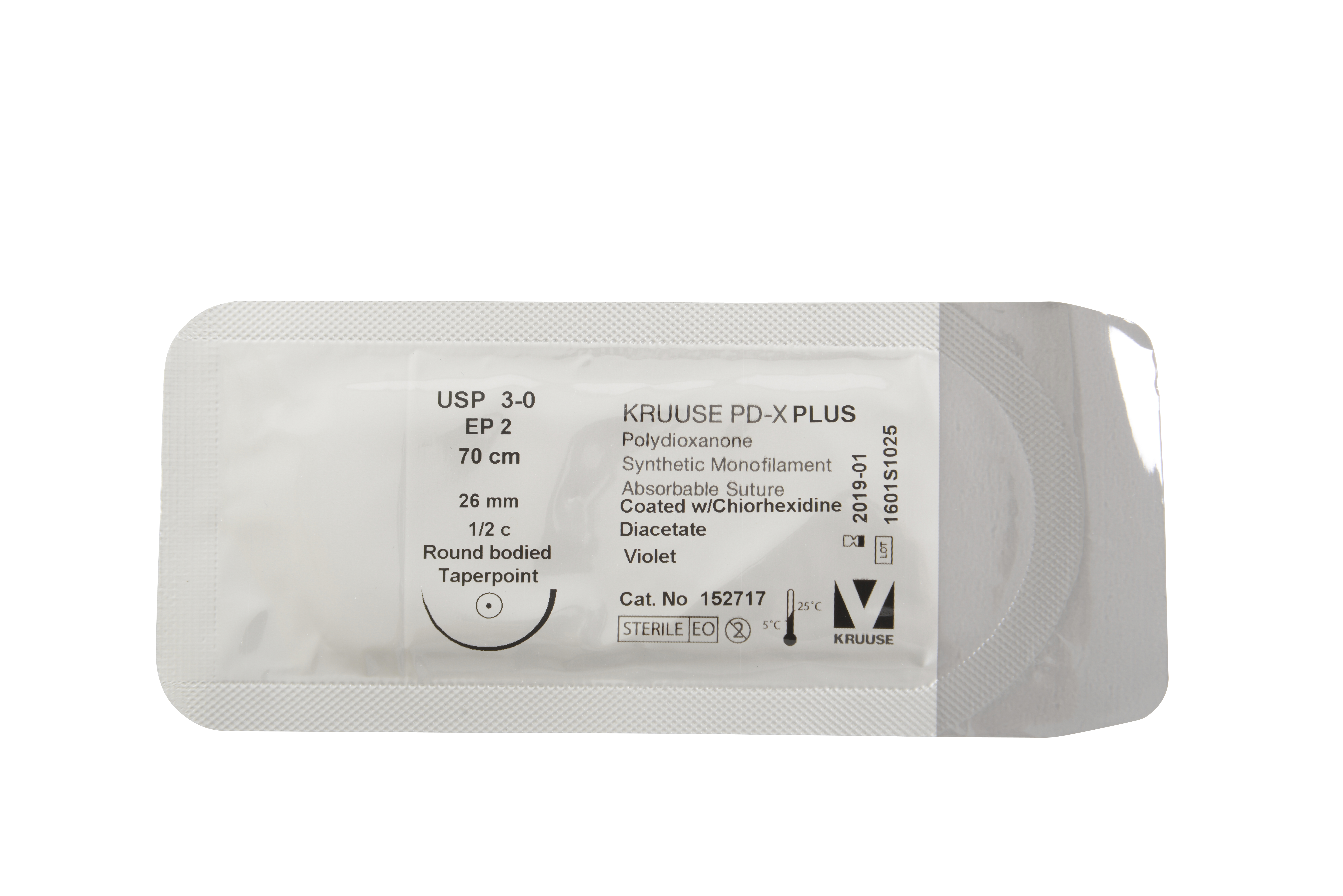 KRUUSE PD-X Plus Suture, USP 3-0, 70 cm, 26 mm needle, ½ C, RB, taperpoint, 18/pk