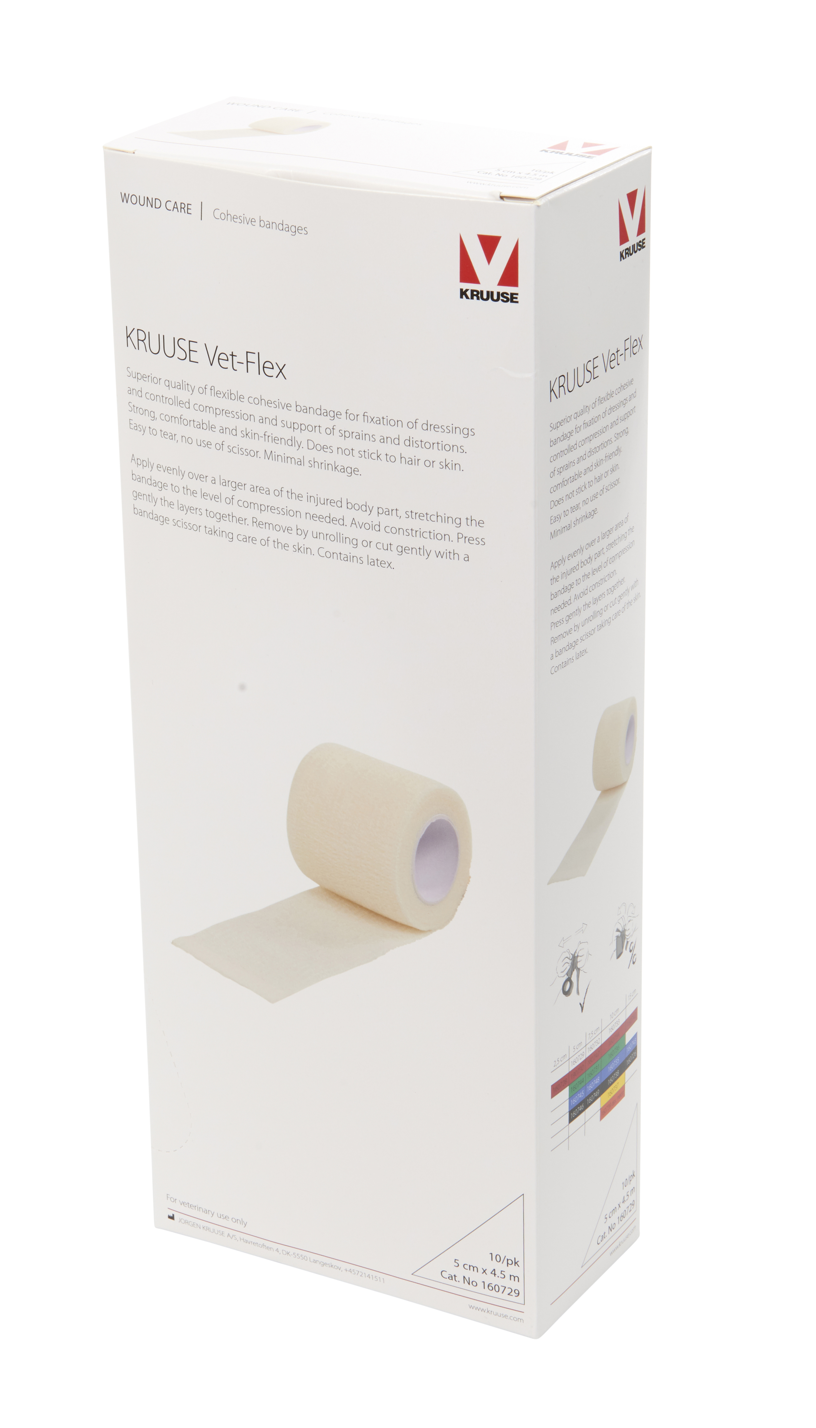 KRUUSE Vet-Flex, White, 5 cm x 4.5 m, 10/pk