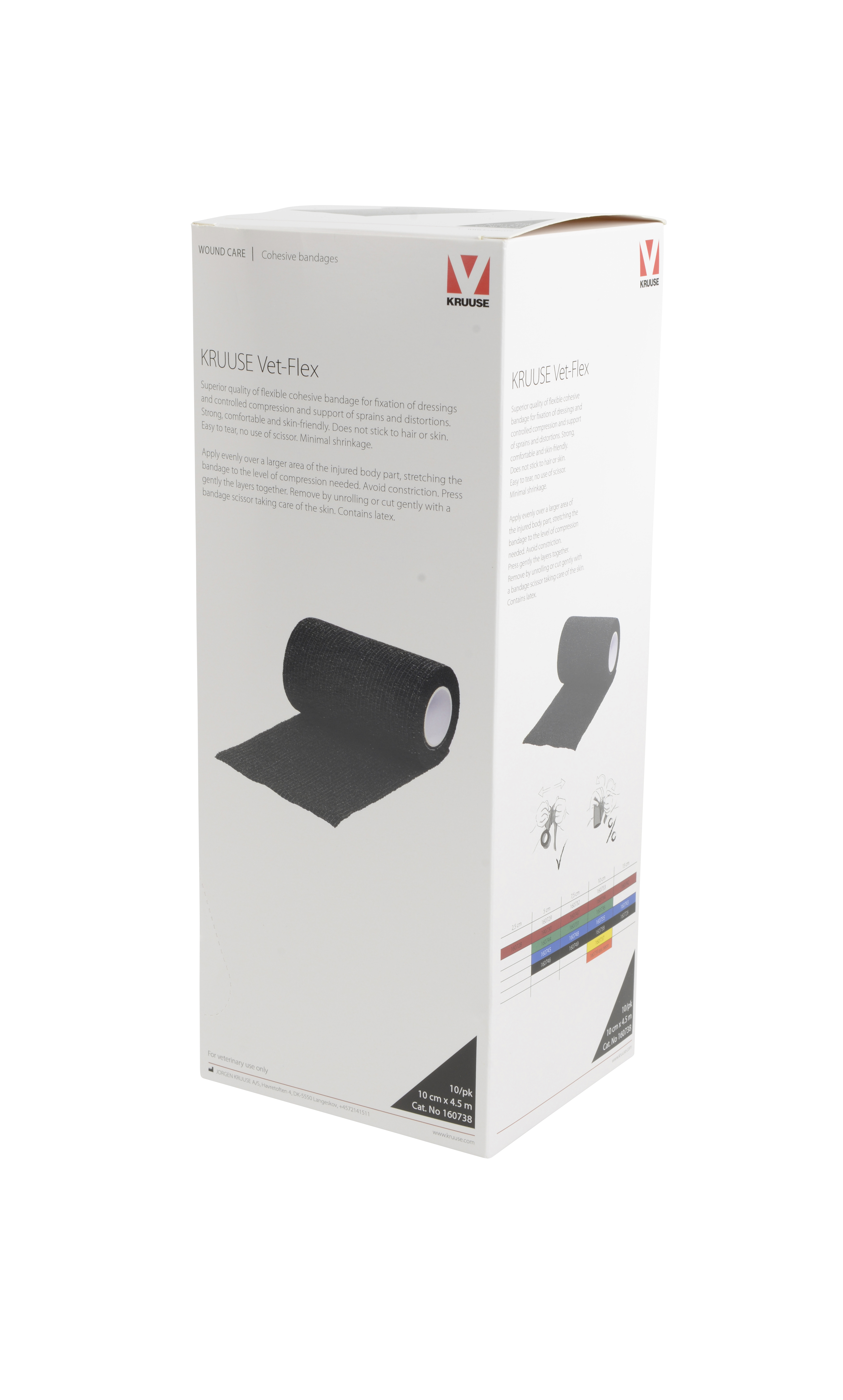 KRUUSE Vet-Flex, Black, 10 cm x 4.5 m, 10/pk