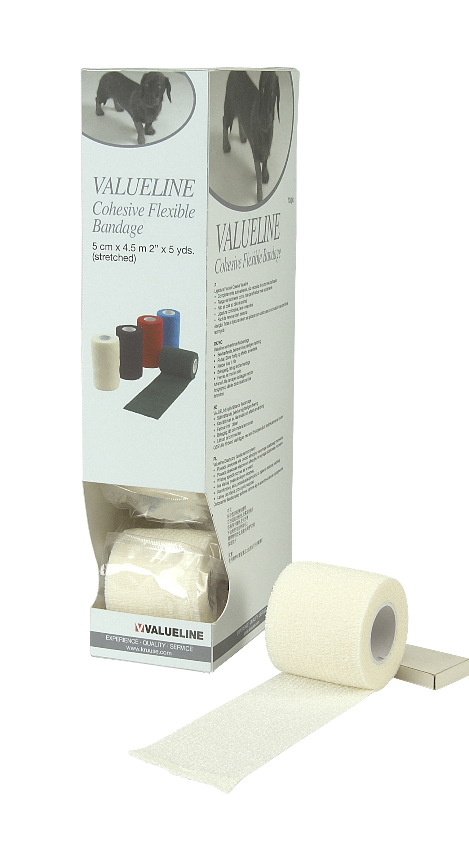 VALUELINE Self-Adhesive, Flex Bandage, white, 5 cm x 4.5 m, 10/pk