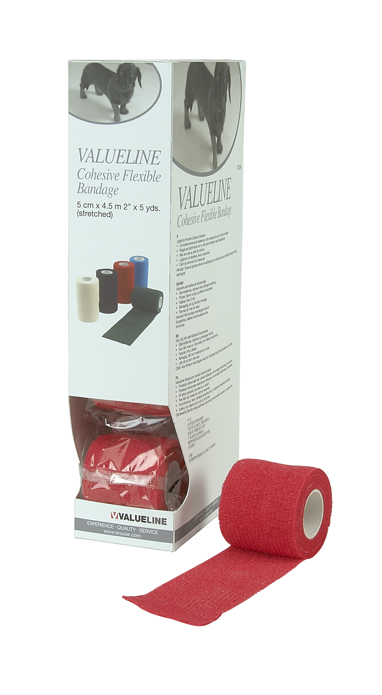 VALUELINE Self-Adhesive, Flex Bandage, red, 5 cm x 4.5 m, 10/pk