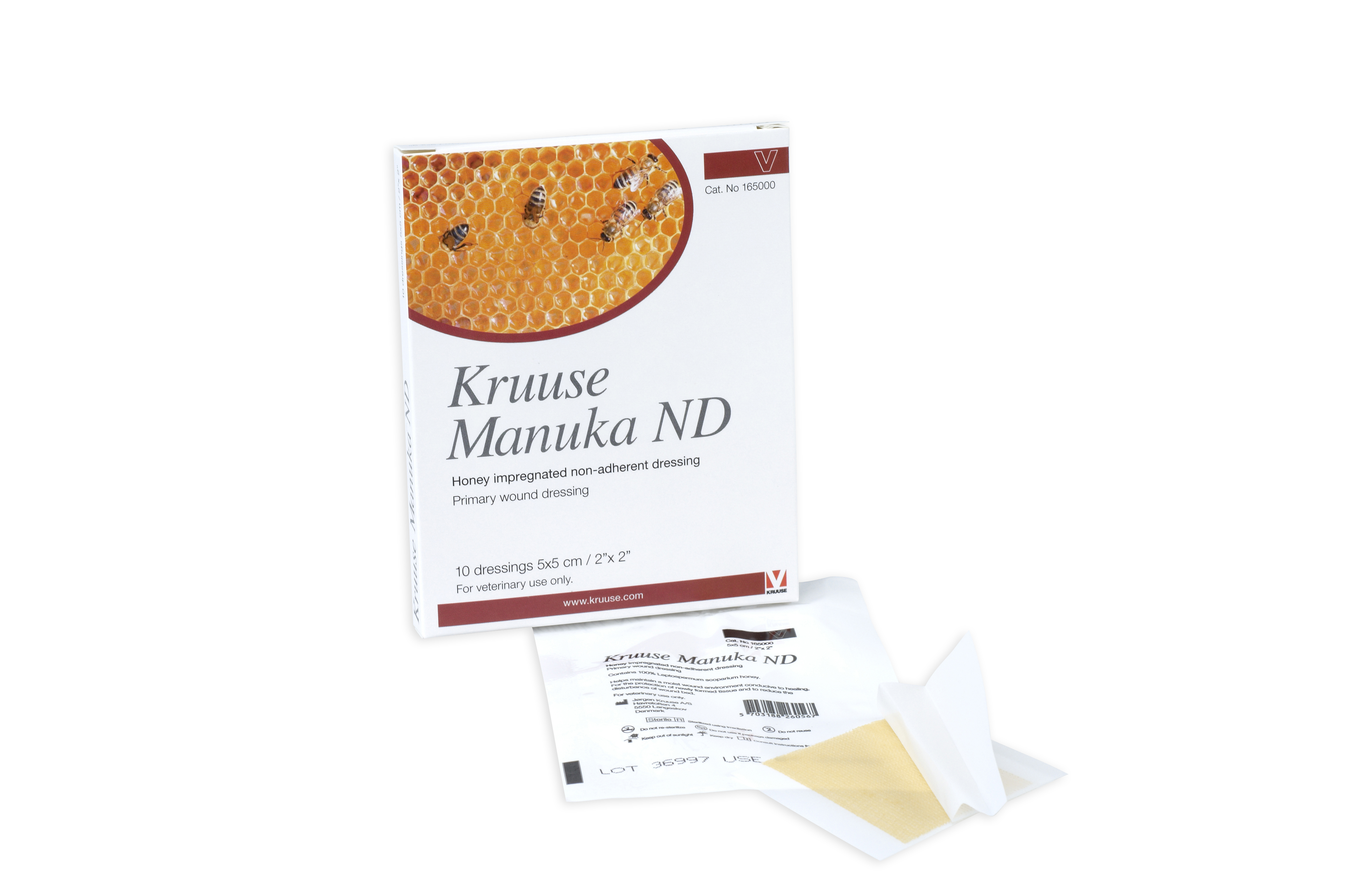 KRUUSE Manuka ND, Non-Adherent Dressing, sterile, 5 x 5 cm, 10/pk