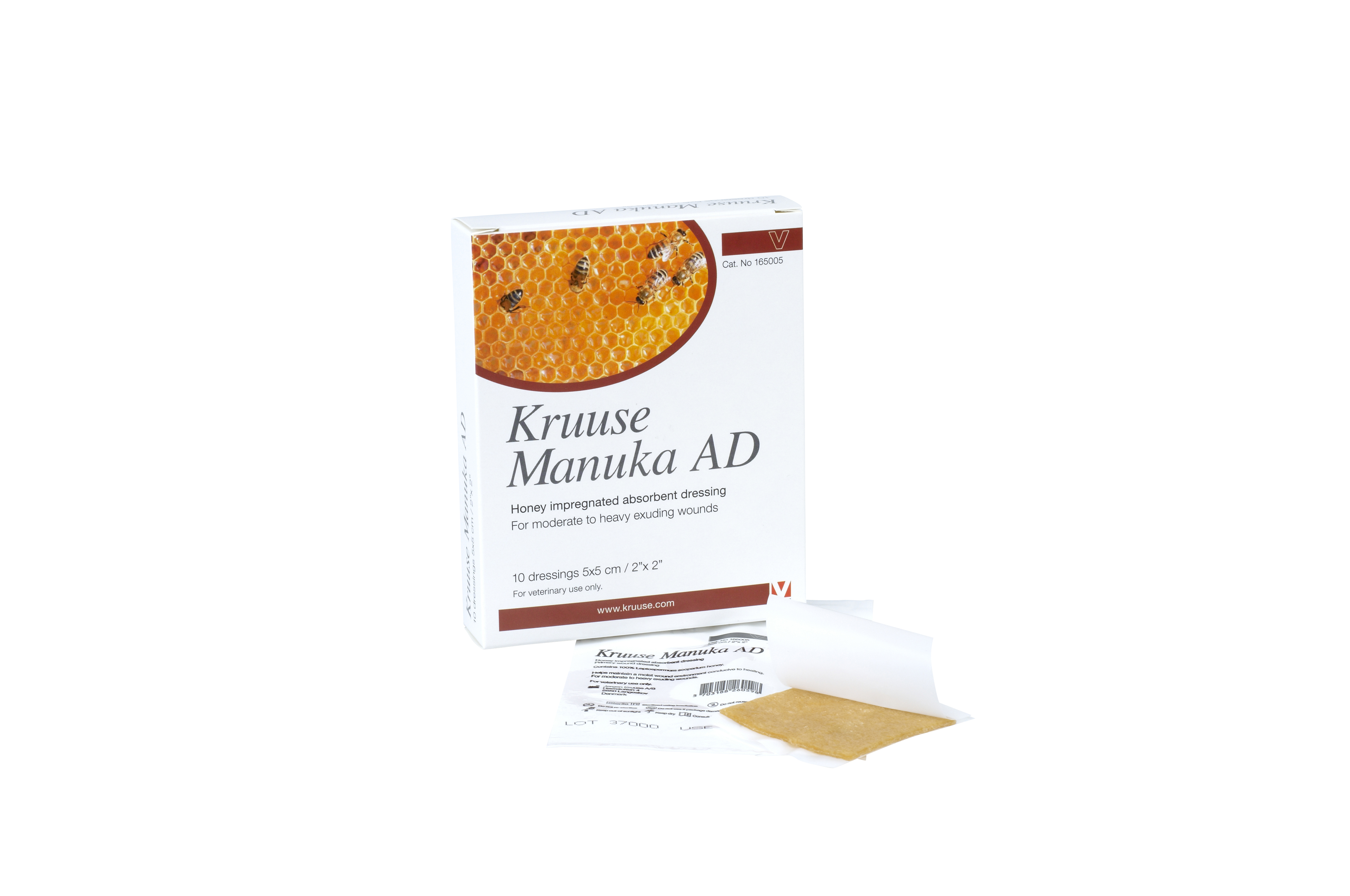 KRUUSE Manuka AD, Absorbent Dressing, sterile, 5 x 5 cm, 10/pk