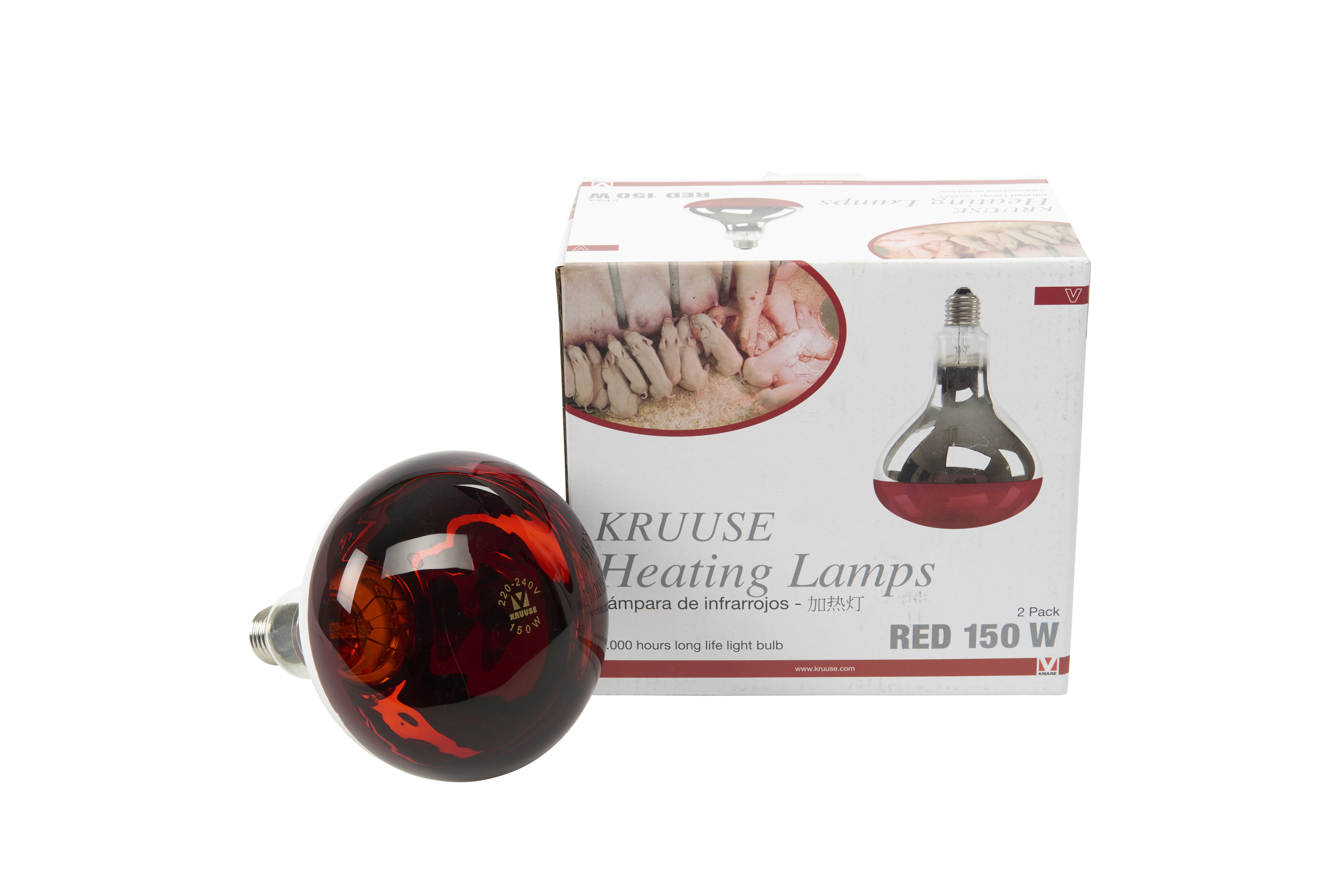 KRUUSE Infrared Heating Lamp, 150 W, red, 2/pk
