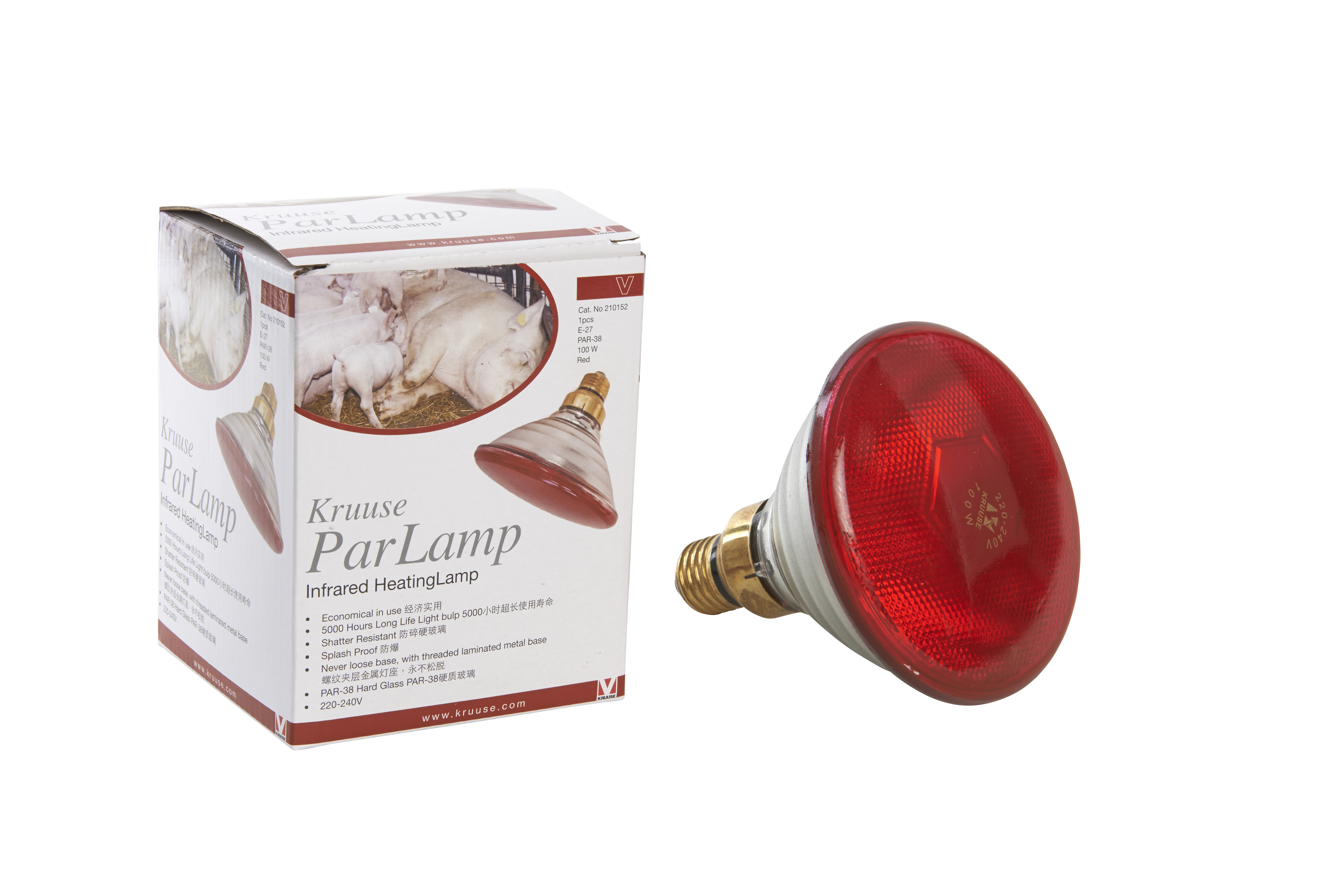 KRUUSE PAR-Lamp Heating Lamp, 100 W, red, 1/pk