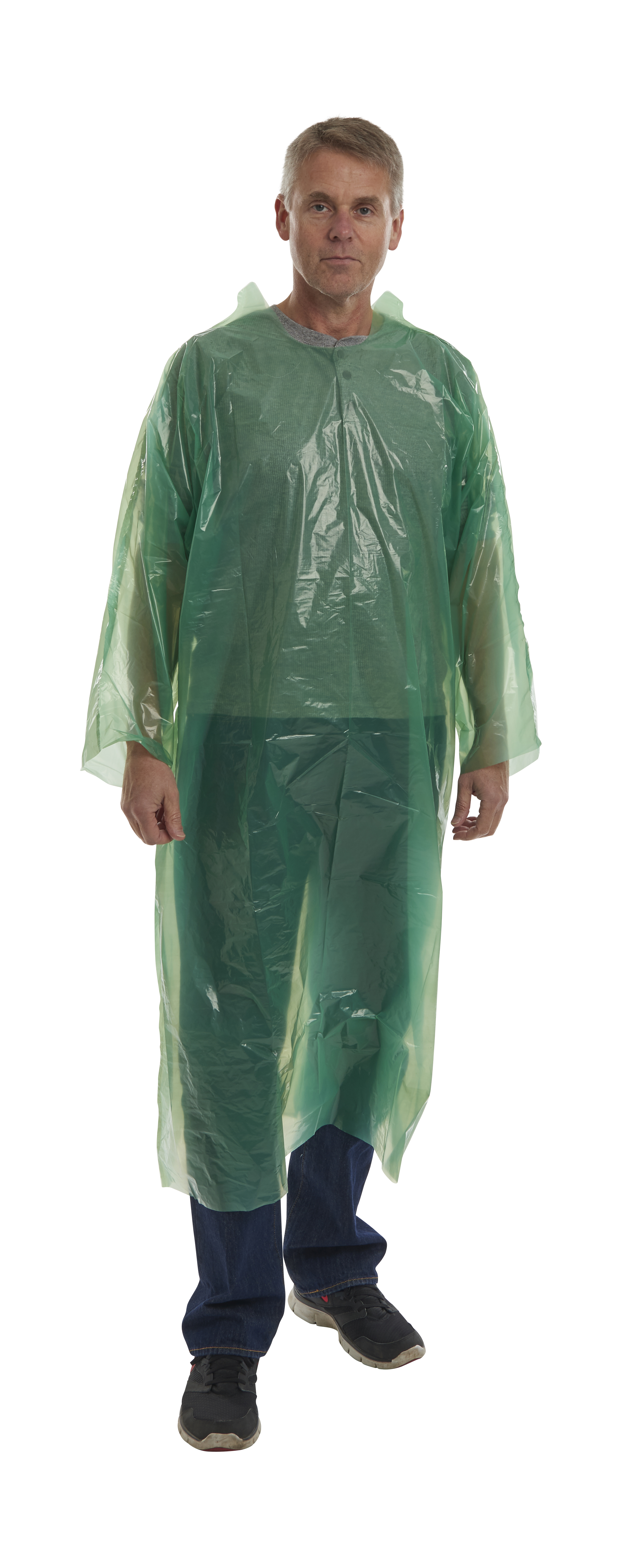 KRUTEX Disposable Gown, green, pullover, 20/pk