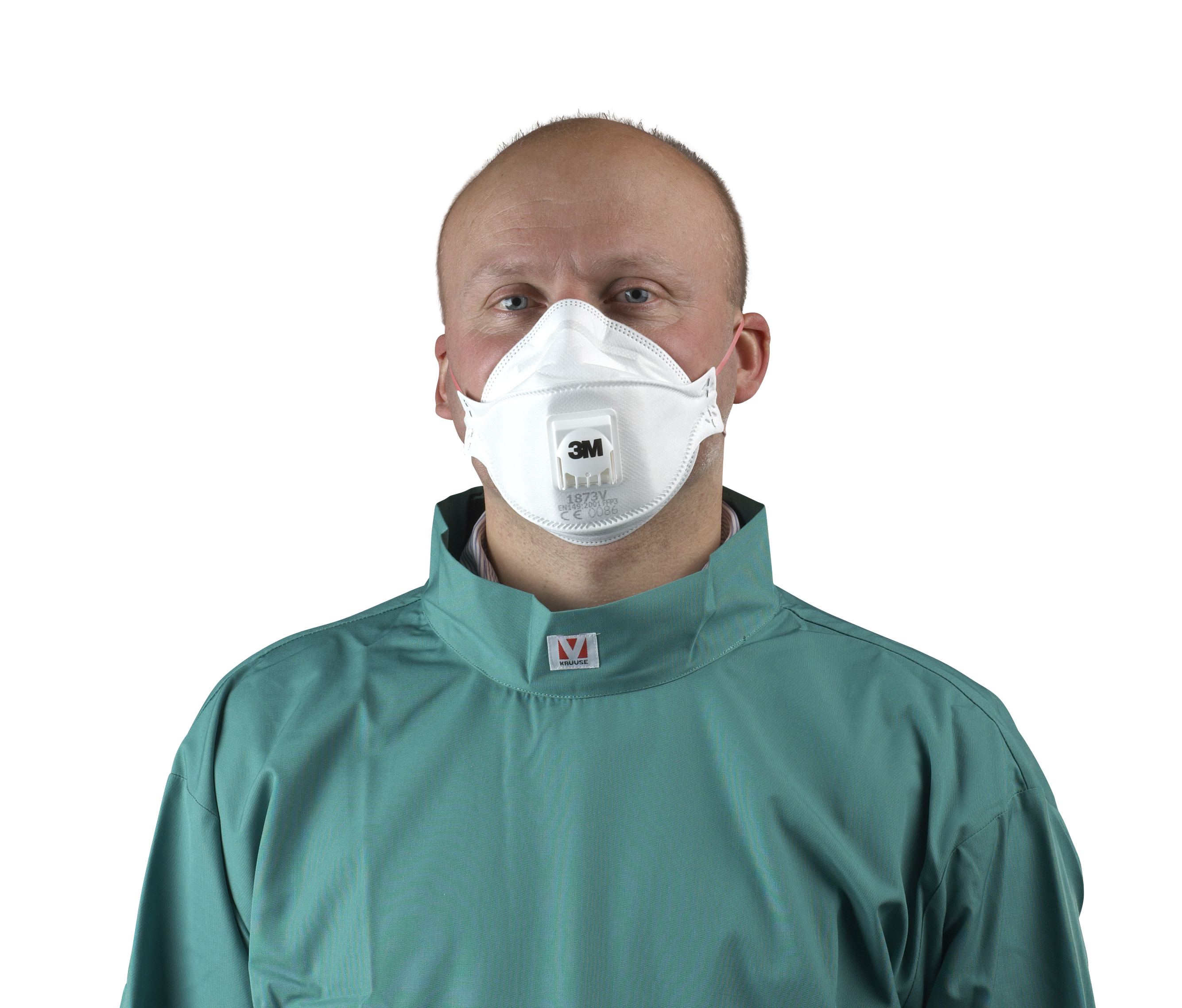 Face mask, breathing protection with stop valve 10/pk