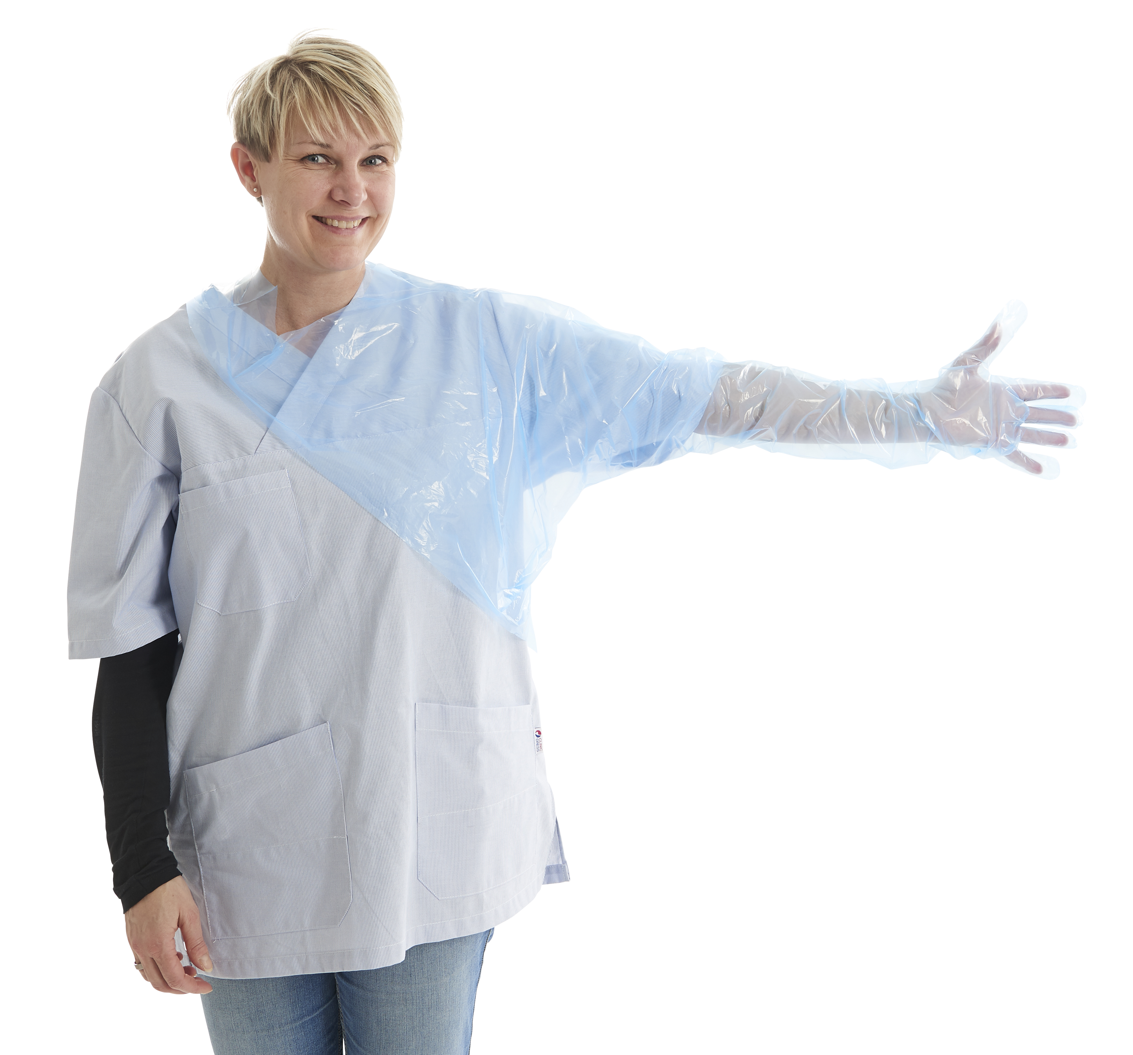 KRUTEX AGRO disposable examination gloves w/shoulder protector, size S, 50/pk