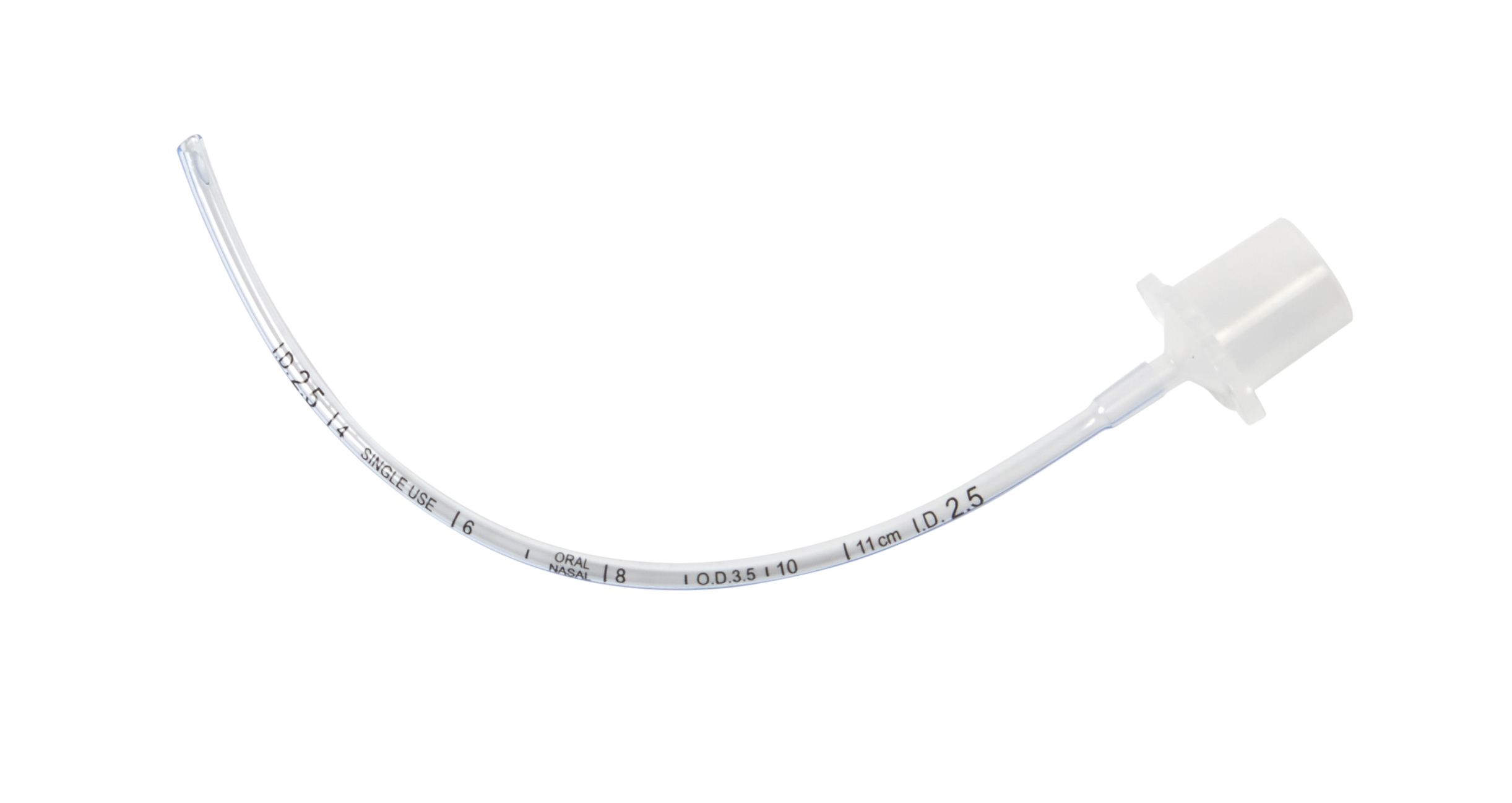 KRUUSE PVC Endotracheal Tubus, without cuff, ID 2.5 mm, OD 3.5 mm, 11 Fr x 16.5 cm (6.5''), 10/pk