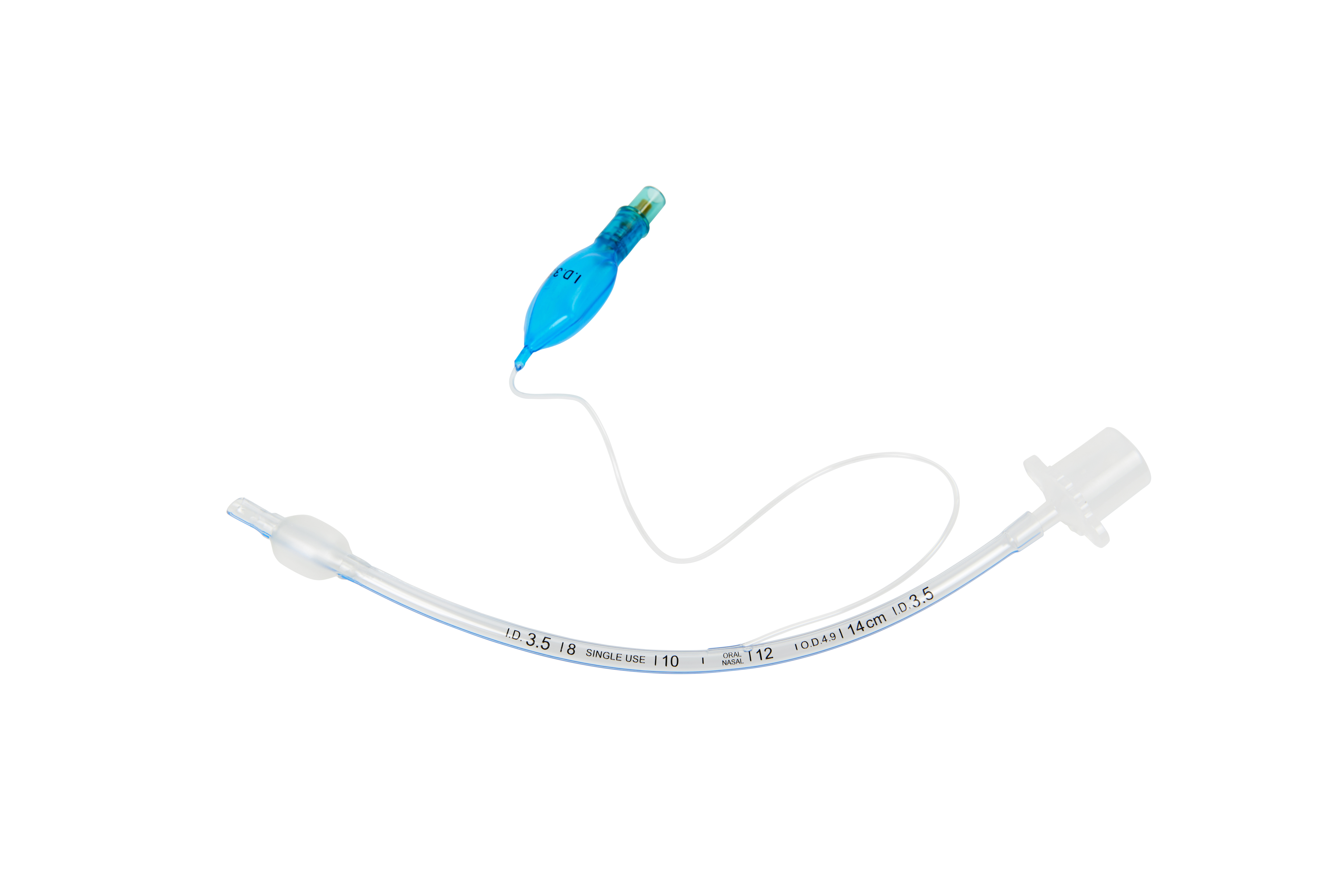 KRUUSE PVC Endotracheal Tubus, with cuff, ID 3.5 mm, OD 4.9 mm, 15 Fr x 18.5 cm (7.3''), 10/pk