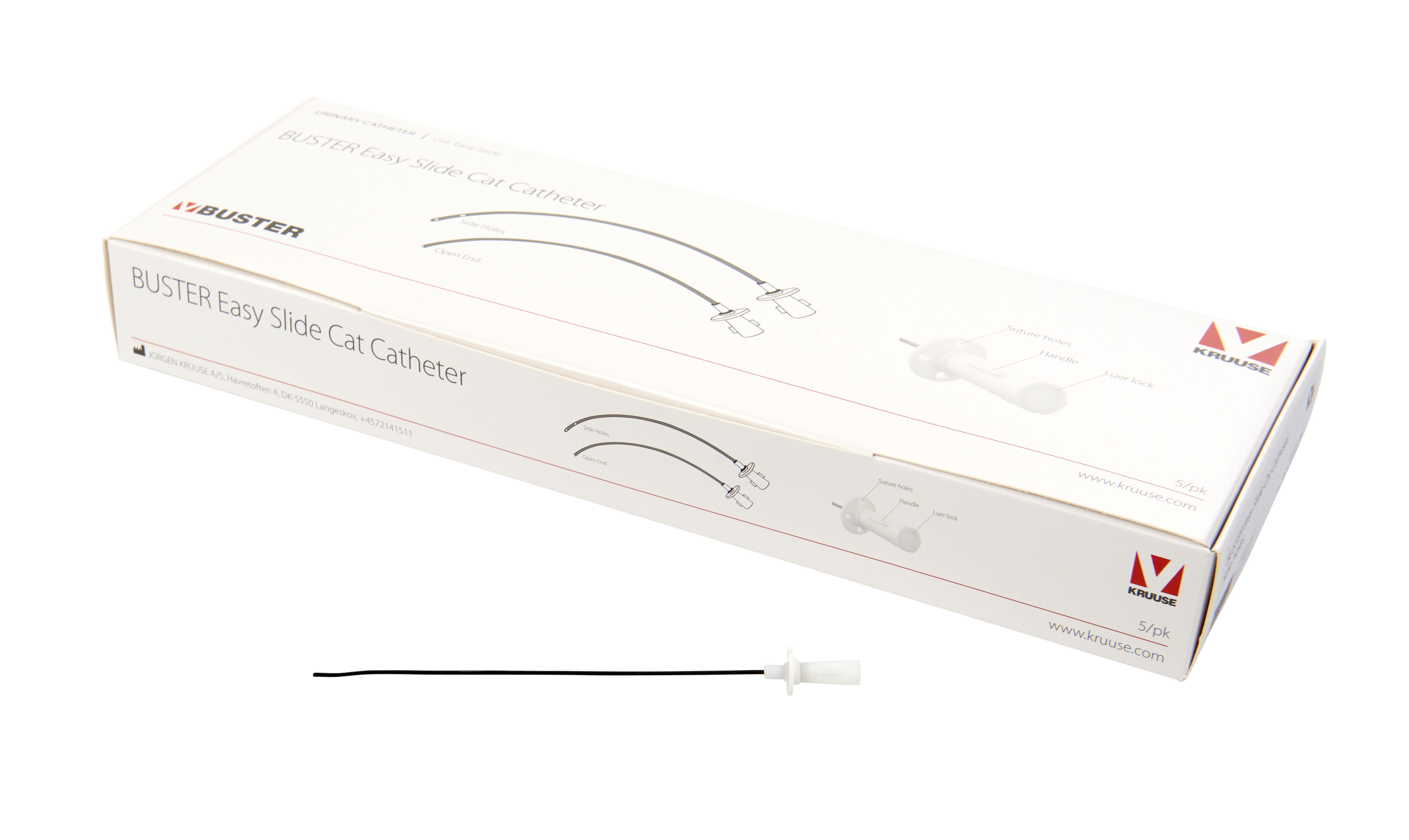 BUSTER Easy Slide Cat Catheter, 3.5 Fr x 5.5”, 1.2 x 140 mm, side holes, 5/pk