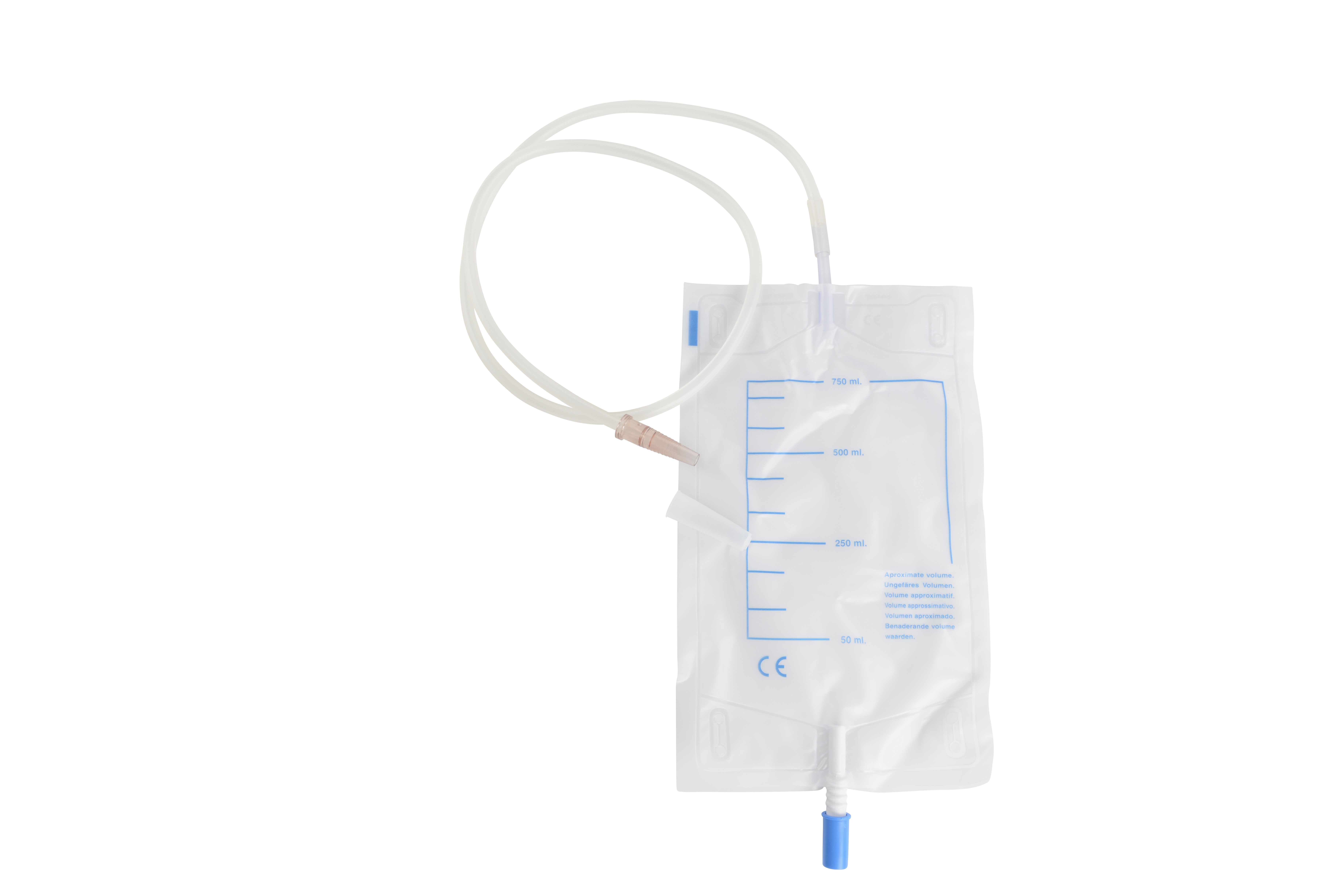 KRUUSE Urine bags, 750 ml, with adapter for Foley Catheters, 10/pk