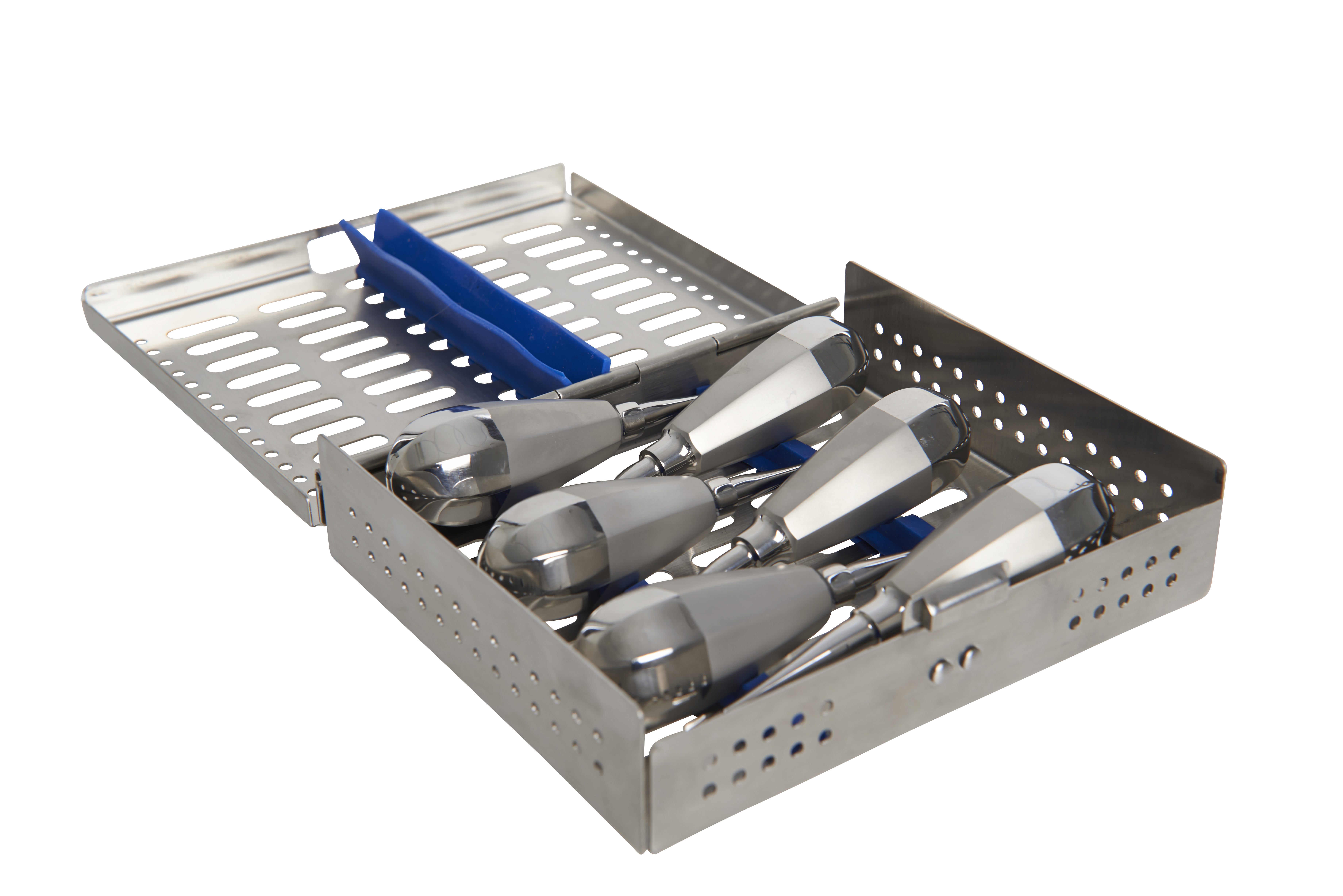 KRUUSE Elevator Set, winged, 1-6 mm, stubby handle, in stainless steel case