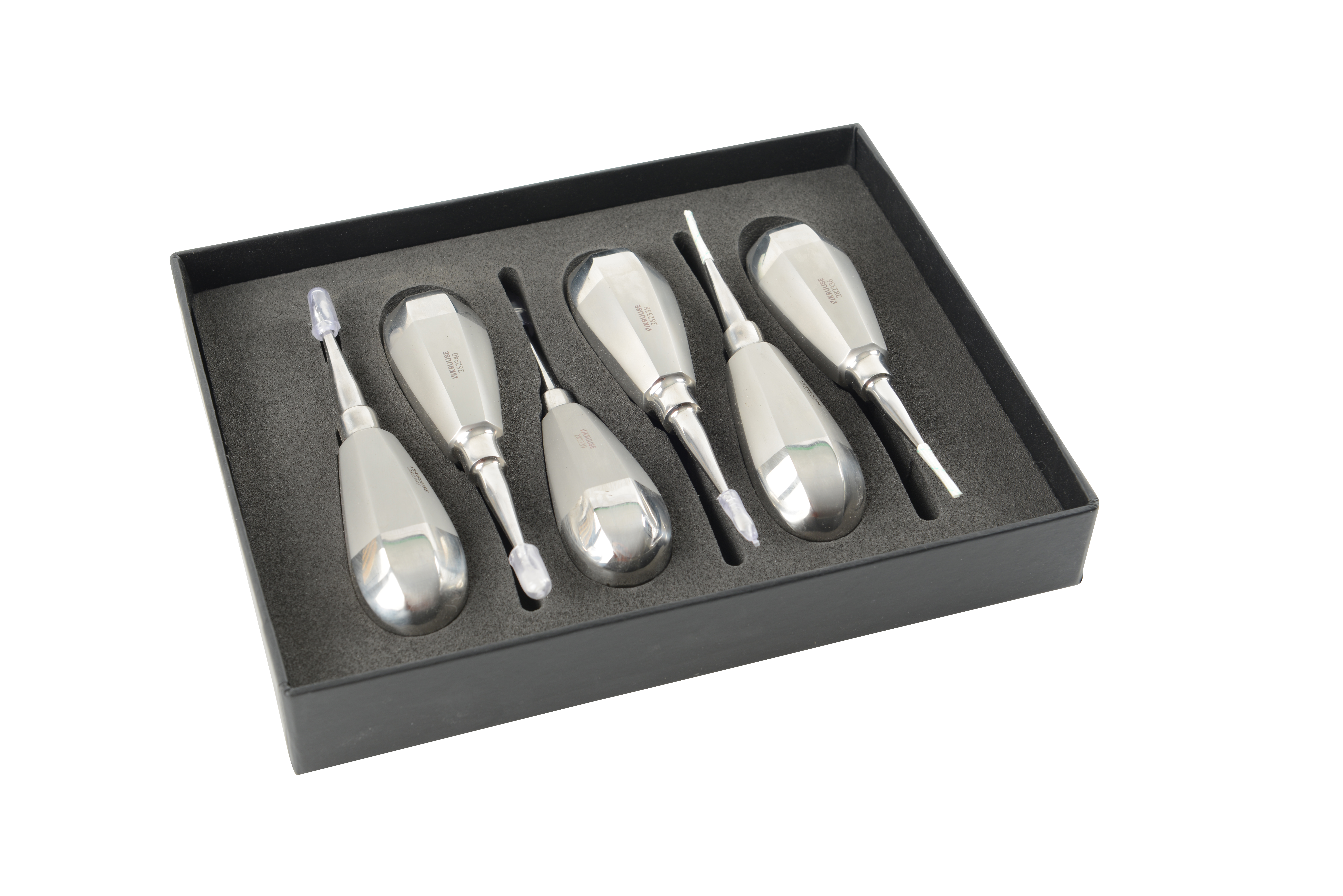 KRUUSE Elevator Set, winged, 1-6 mm, stubby handle