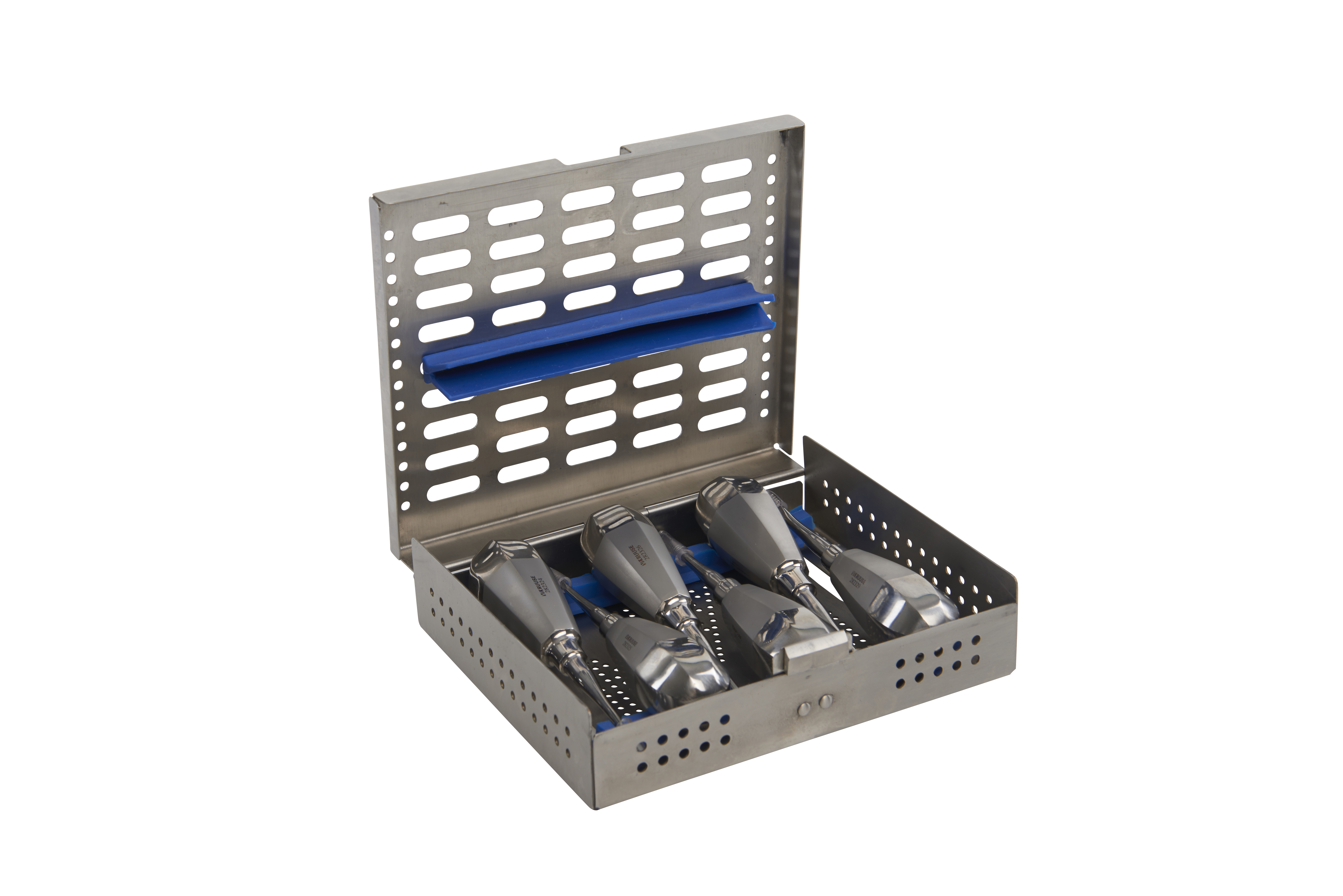 KRUUSE serrated short handle luxator kit, 1 - 6 mm, in stainless steel case