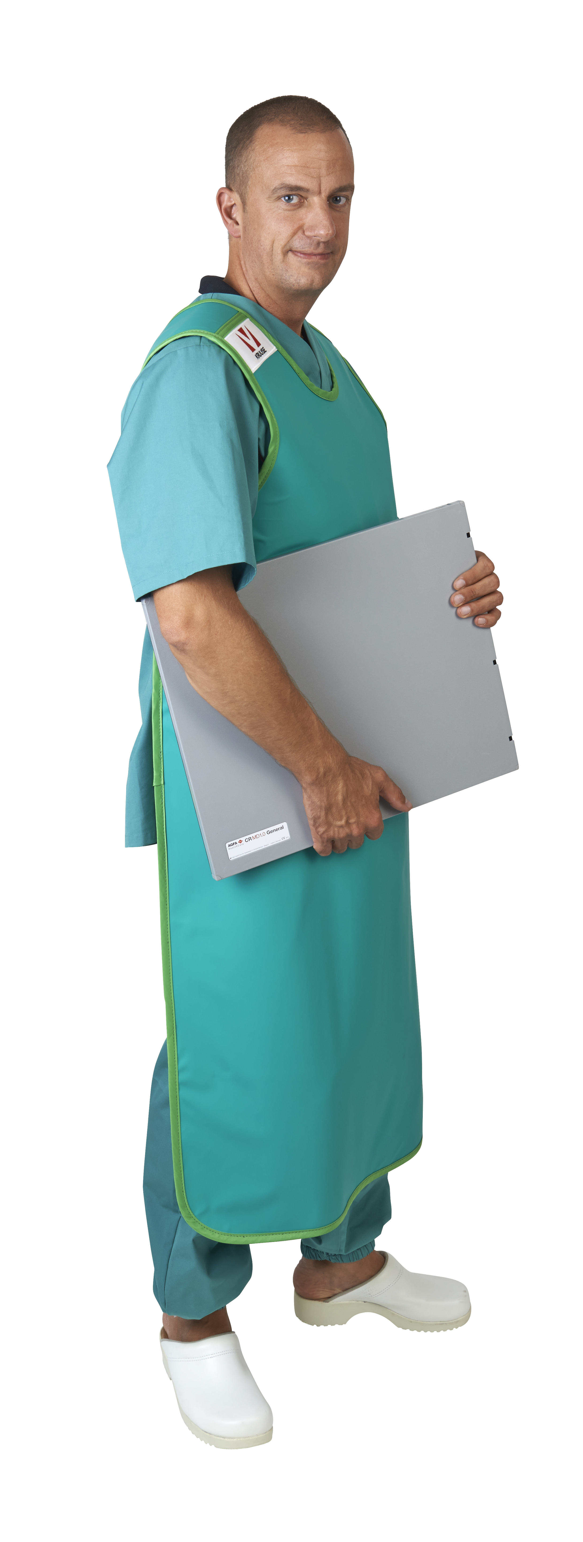 KRUUSE lead apron for x-ray with snap lock, 0.35 Pb, 130 cm long and 75 cm wide, green