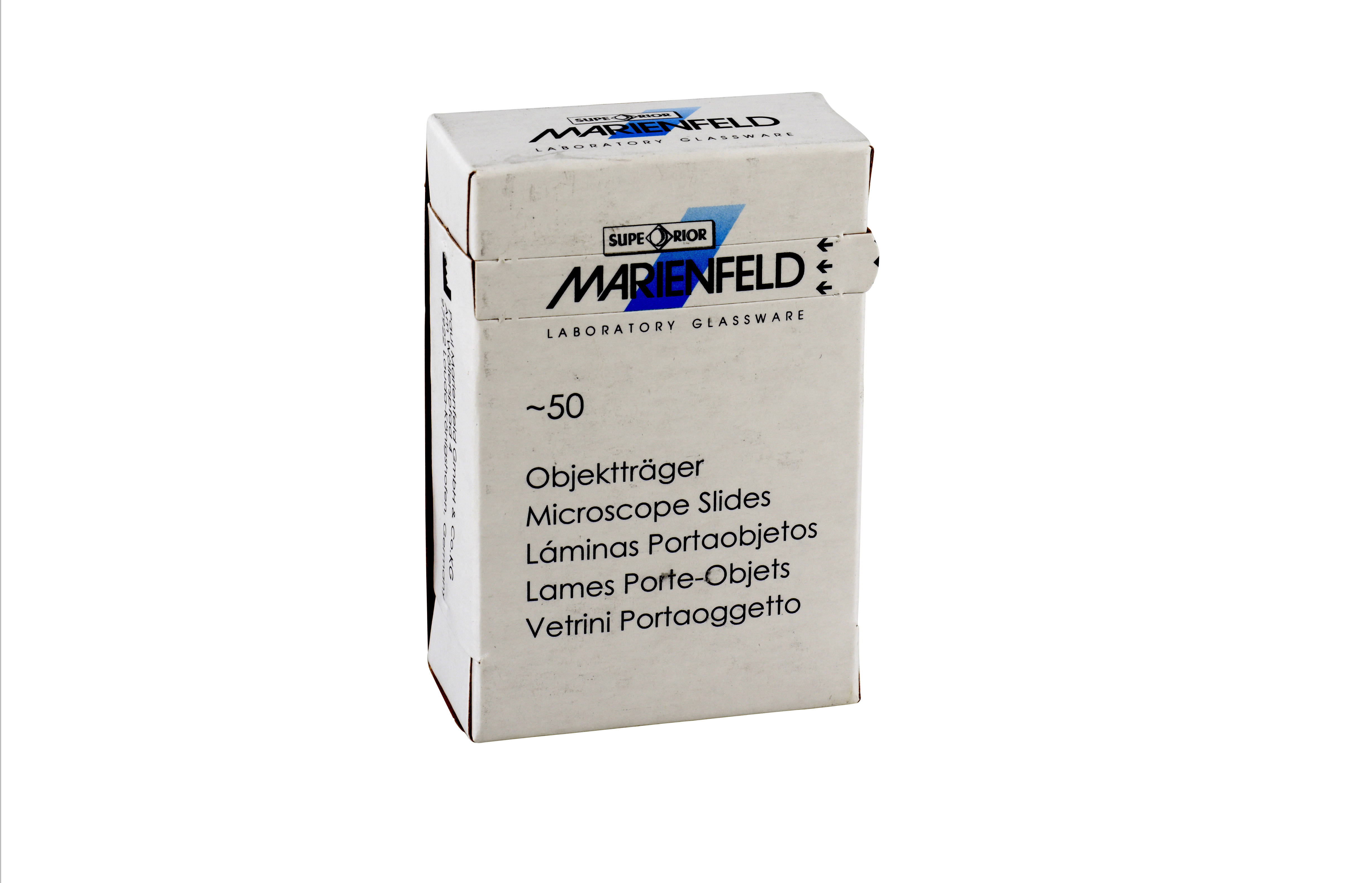Examination microscope slides 76x26 mm unpolished, 50/pk with writing area ( 1000200 )